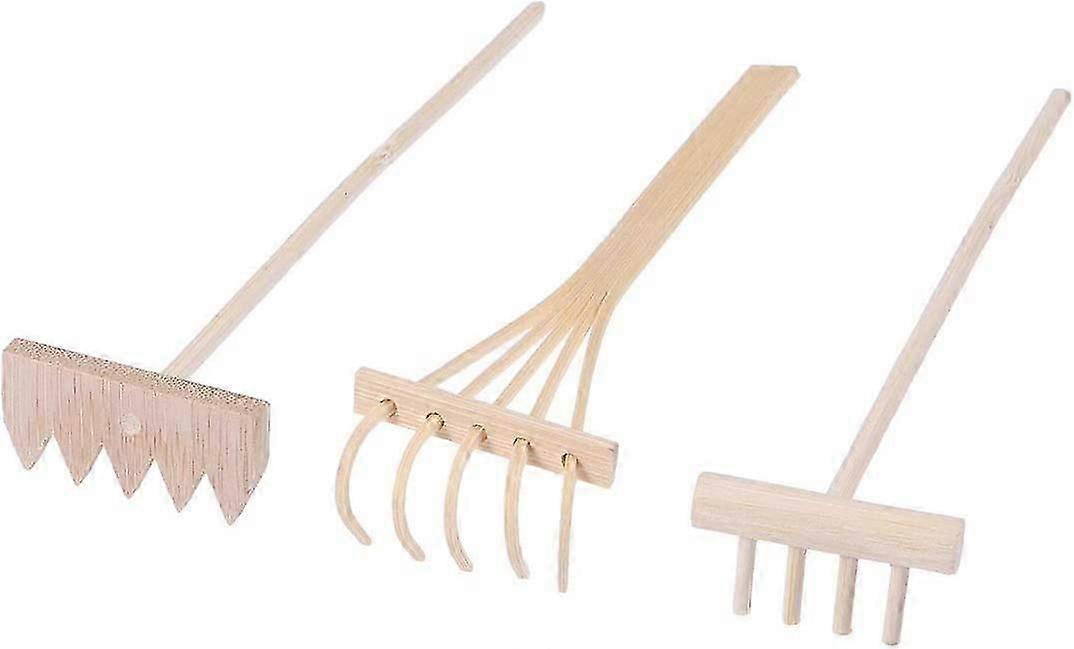 3 Pcs Mini Zen Sand rakes Bamboo rake Tool Decoration Garden Sand rake feng Shui Decoration for Home Office Table