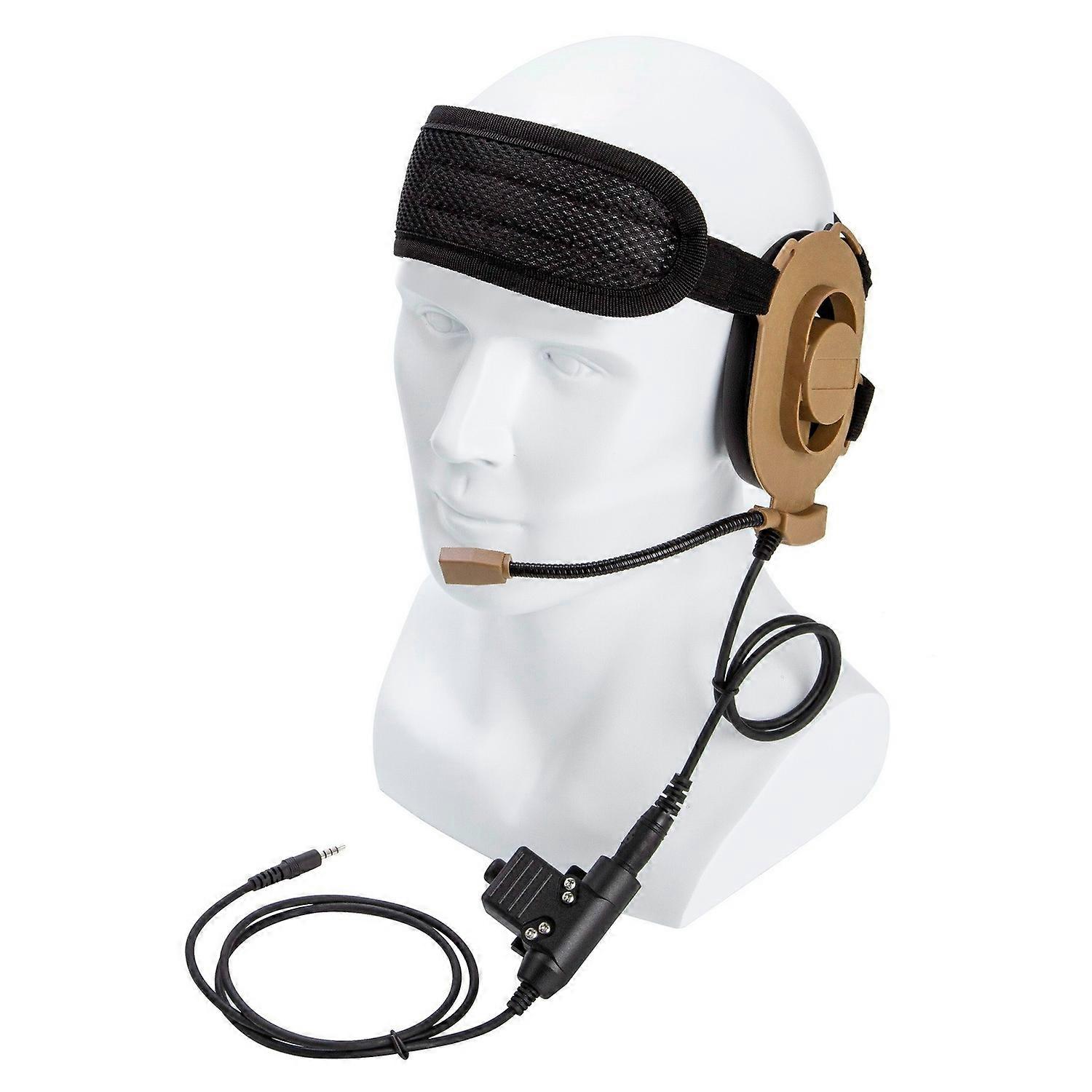HD01 Bowman Elite II Two Way Radio Headset with U94 PTT Adapter for 3.5mm Phone Audio Jack-Brown
