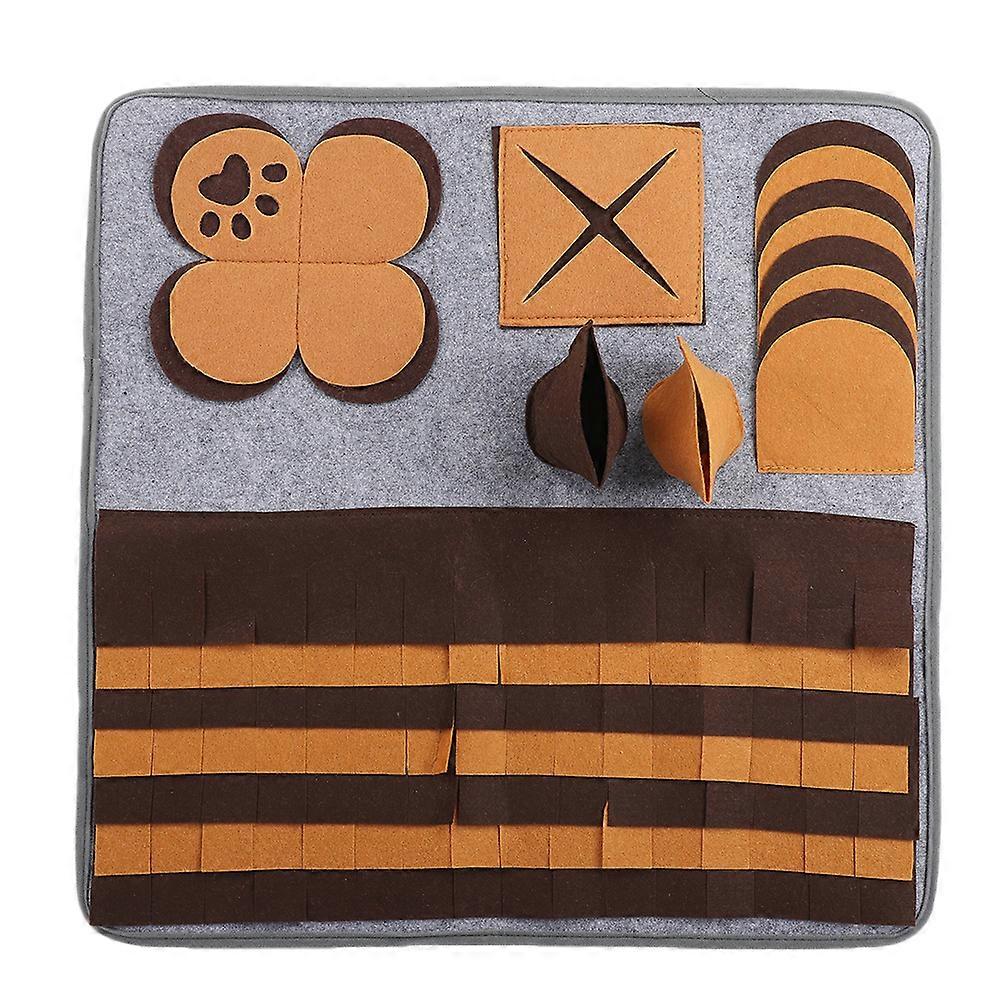 Pet Dog Cat Felt Nose Work Pad Training Feeding Mat for Sniffing Foraging Activities, Brown, Soft Blanket Supply