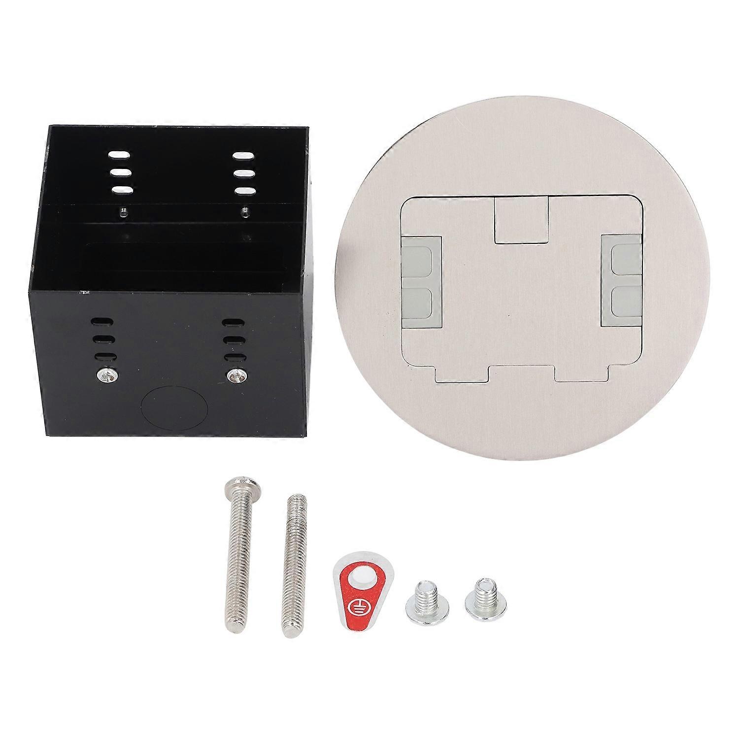 Recessed Floor Outlet 20A Dual 3 Prong Standard Sockets Stainless Steel Round Electrical Receptacle