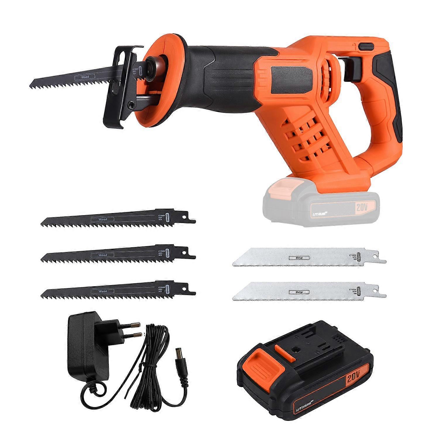 20V Cordless Reciprocating Saw Variable Speed 3000SPM Handheld Electric Saw with 2.0Ah Battery Fast