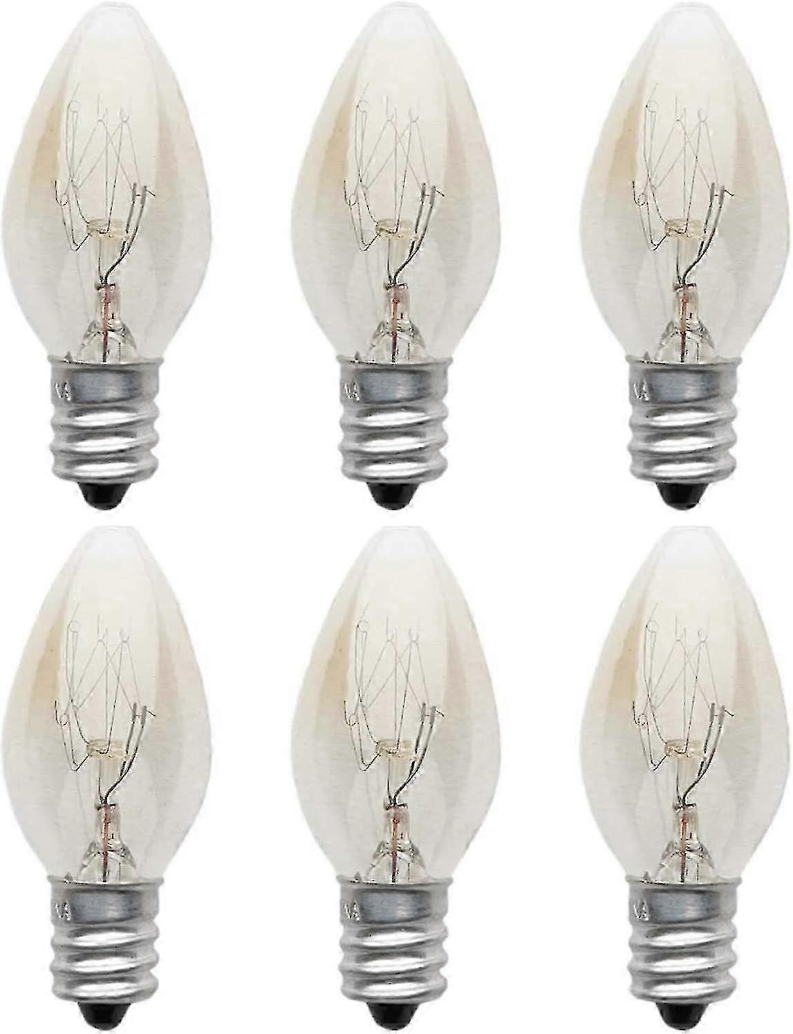 6 Pieces Light Bulb E12 Incandescent Lamp 220v 10w C7 Tip Bubble E12 Small Screw Salt Lamp, Night Light With Light Bulb For Salt Lamp, Incandescent Tu