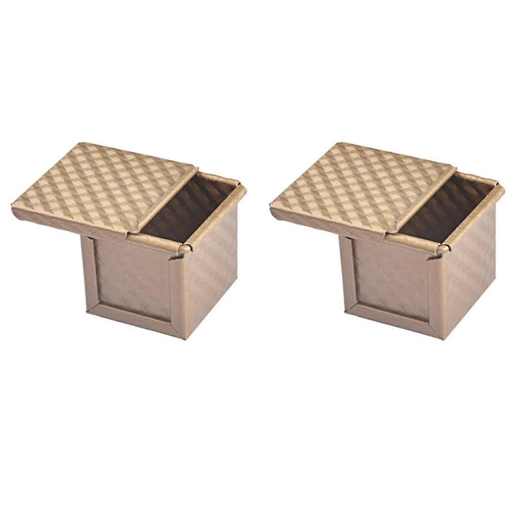 2x Square Loaf Pan With Lid Toast Mold Bread Pan Loaf Pan With Cover Non-stick Mini Water C