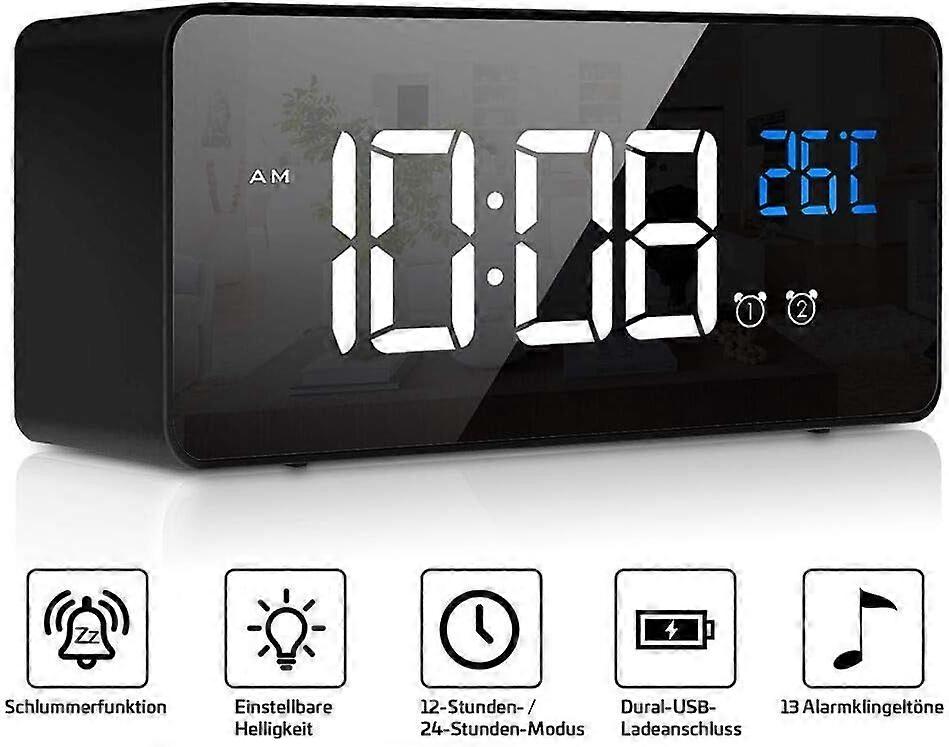 LED Digital Clock Desk Clock with Voice Control Function and Temperature Display