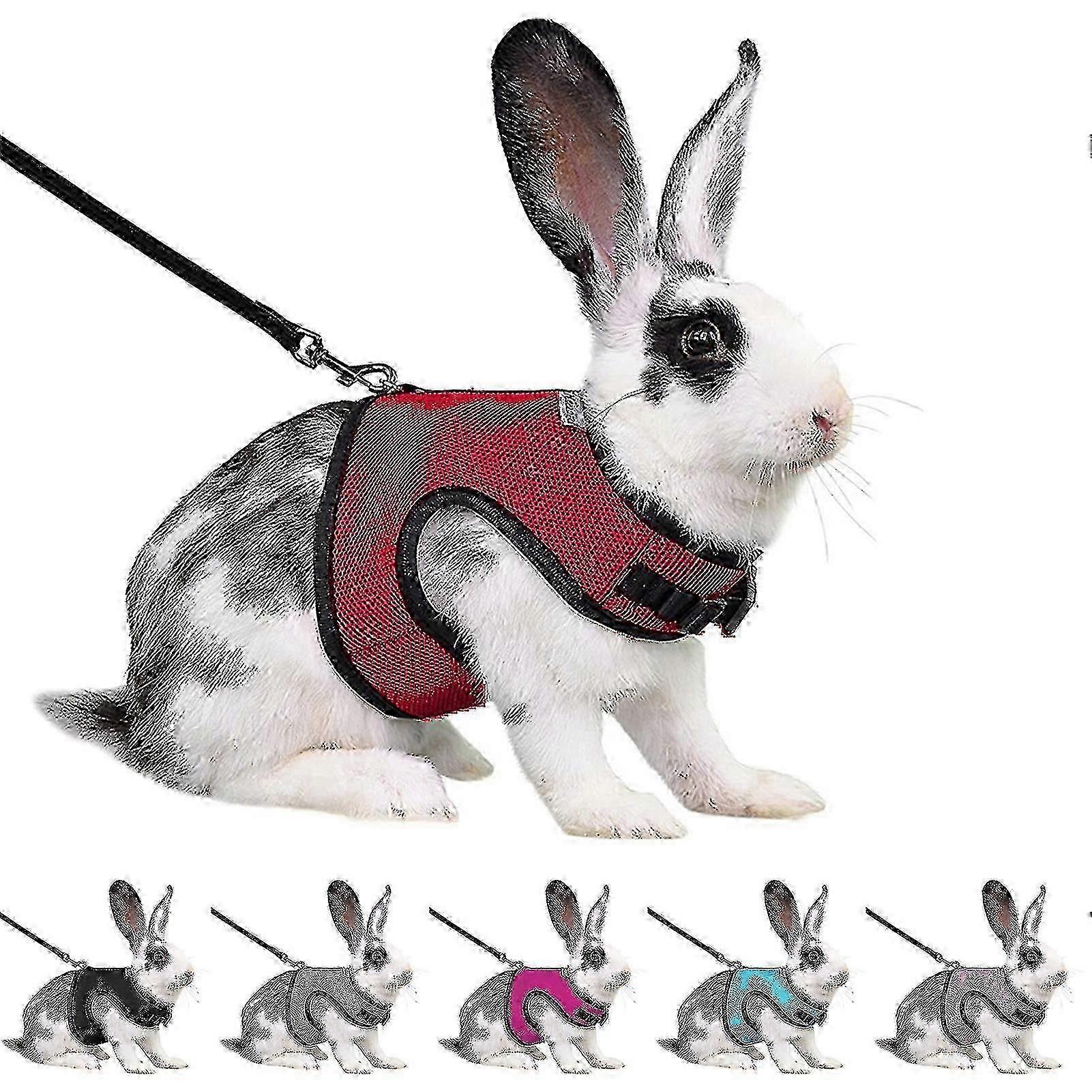 Rabbit Harness Comfortable Adjustable Traction Tool Ferret Rats Hamster Soft Mesh Harness Leash Vest Set Pet Supplies Item No.1-405-1222