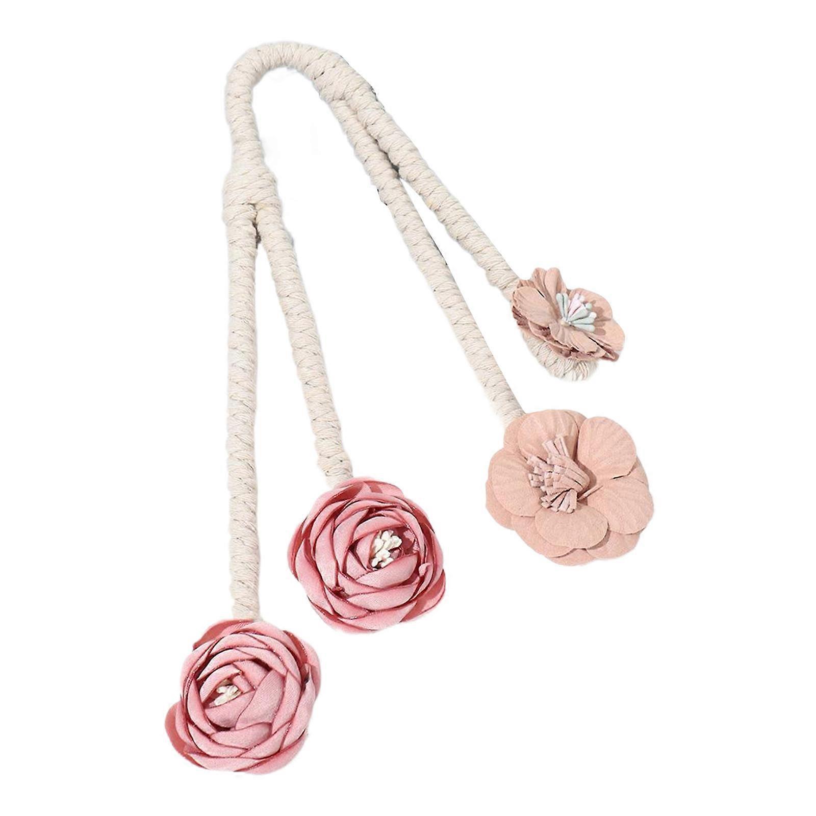 Elegant Flower Curtain Ties Clips Set of 2 Decorative Drapery Holders Holdbacks Blossom Twist Tiebacks for Window Decors pink