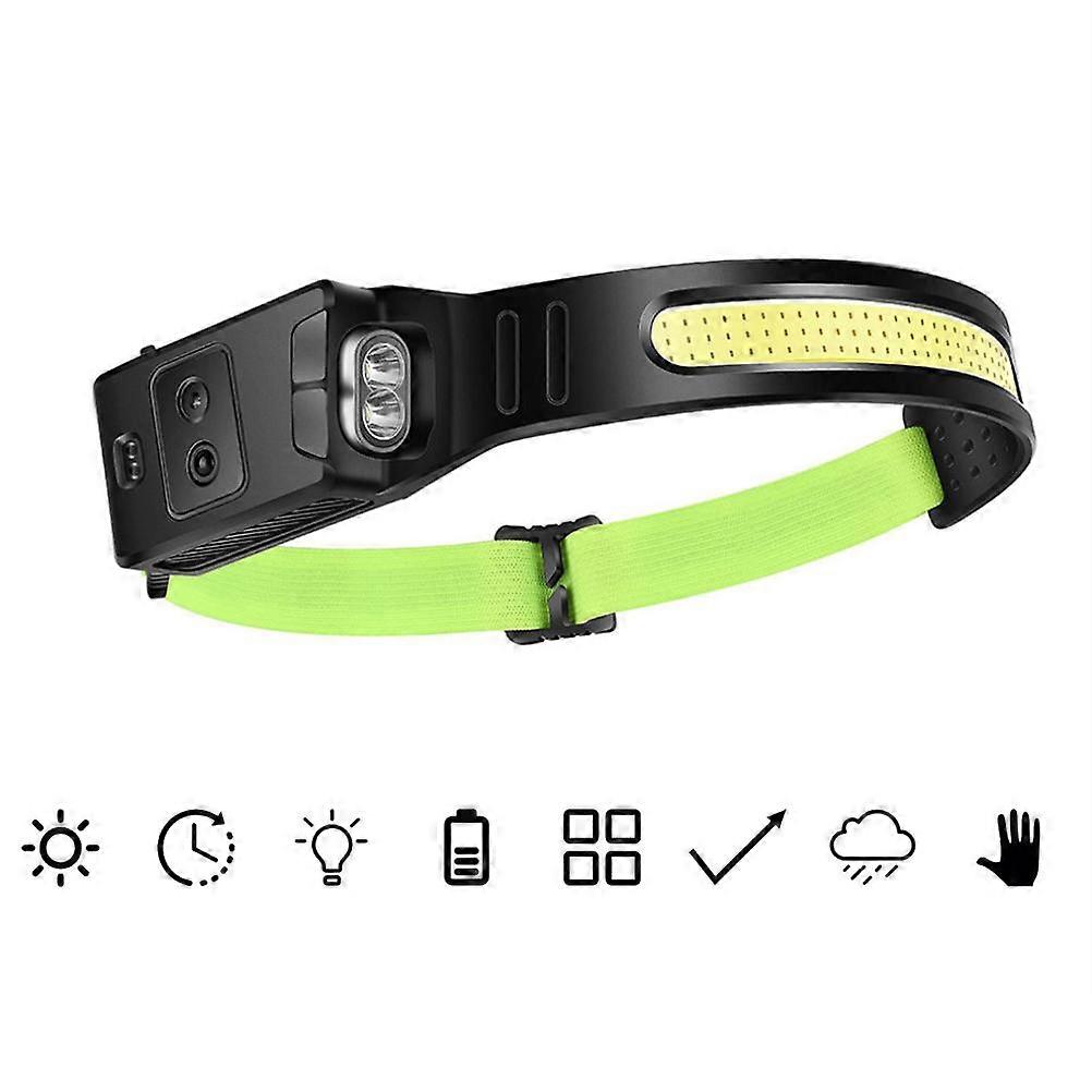 LED Headlamp Rechargeable Bright Headlamp with Motion Sensor COB Headlight Flashlight with White Red White Blue Lights for Running Fishing