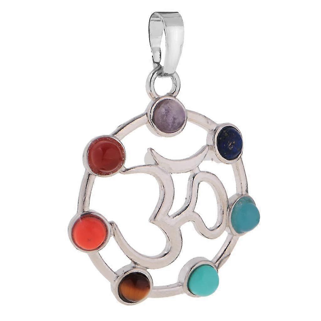 DIY Reiki Colar Pingente com 7 Cores Oco Sânscrito Septangle Charme
