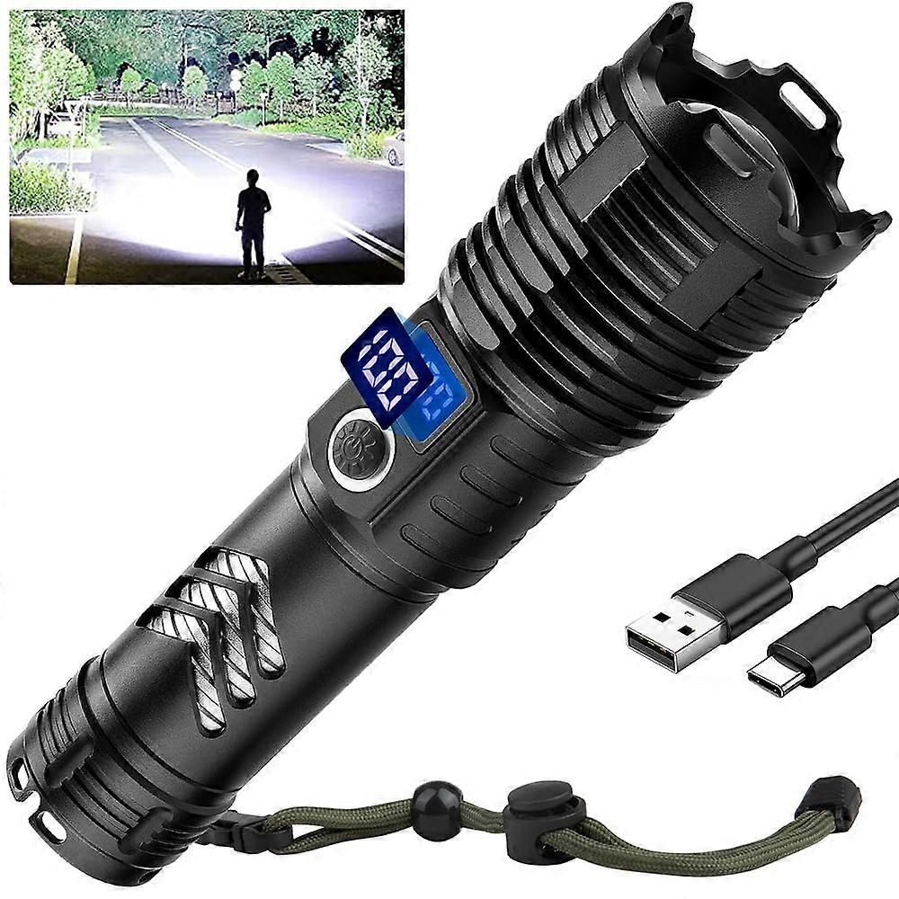 High Lumens LED Rechargeable Super Bright Flashlight for Camping