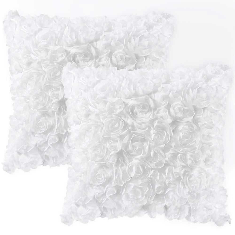 3D Decorative Chiffon Rose Flower Pillow Covers for Valentine's Day - Spring Romantic Sofa Cushion Set, Multi-Color, 18x18 Inch