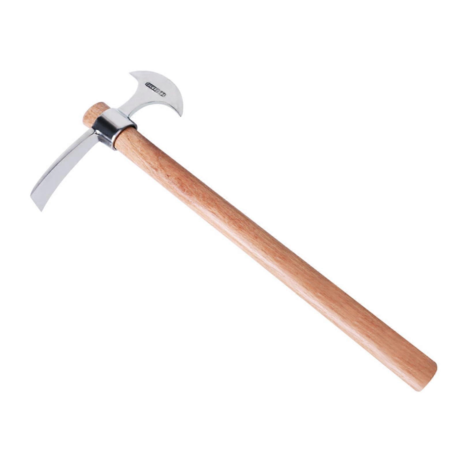 Edelstahl Doppel Kopf Spitzhacke mit Holzgriff, Lockern Boden Graben Multifunktionale Mattock Spitzhacke Gartengeräte C