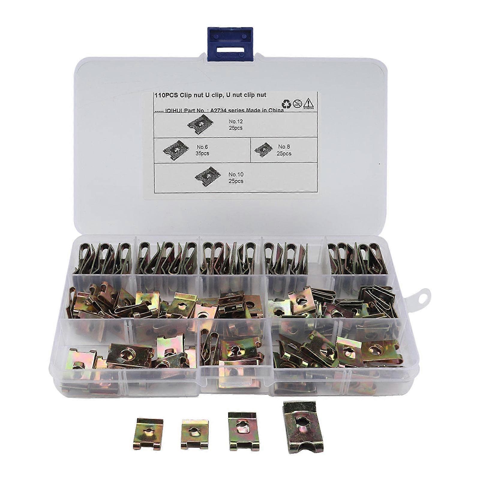 Chougnar 110 Nut Clip Set with Storage Box for Automotive Nut Screw Clips Fasteners Compatible with Most Vehicles