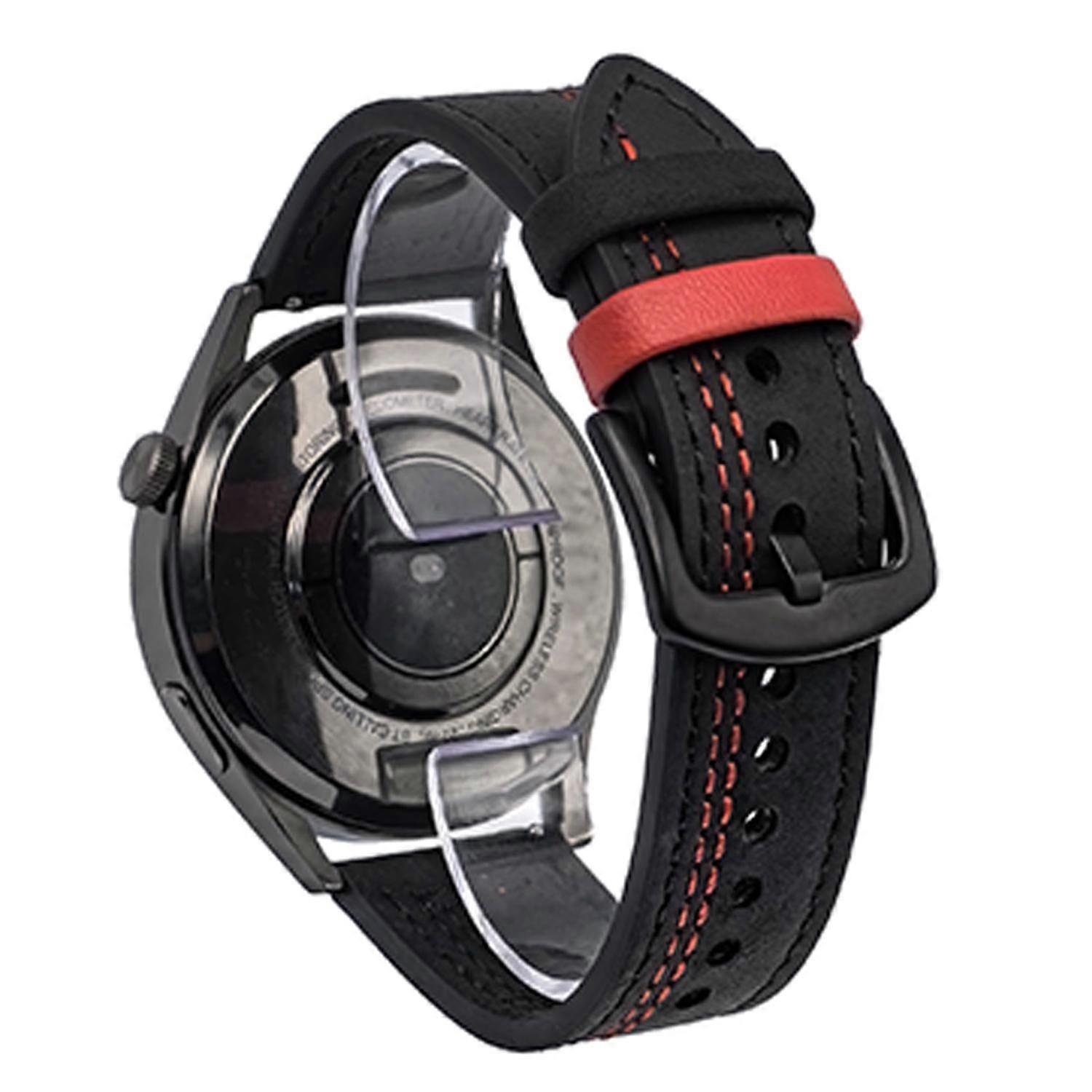 Seven-Line Tri-Star Buckle Pull Up Leather Watch Band