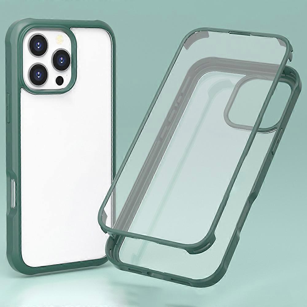 For iPhone 16 Pro Max Case Silicone+TPU Frame Double-Side 9H Tempered Glass Back Cover