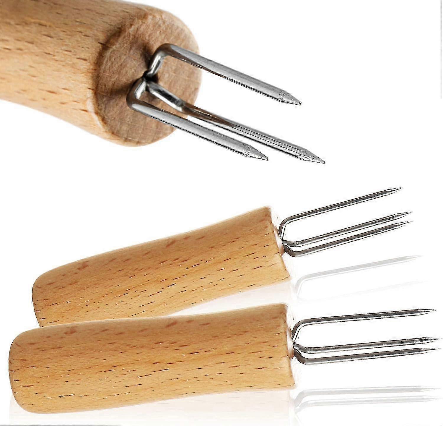 Corn Fork With 3 Stainless Steel Tines, Rustproof - Reusable Corn Skewers (2 Pieces)Edition A
