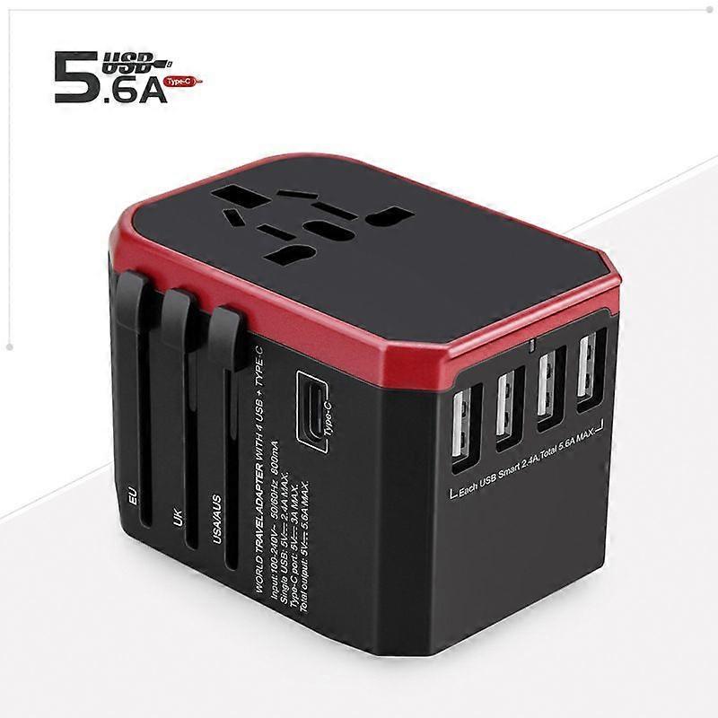 Multifunctional International power supply Plug Adapter red