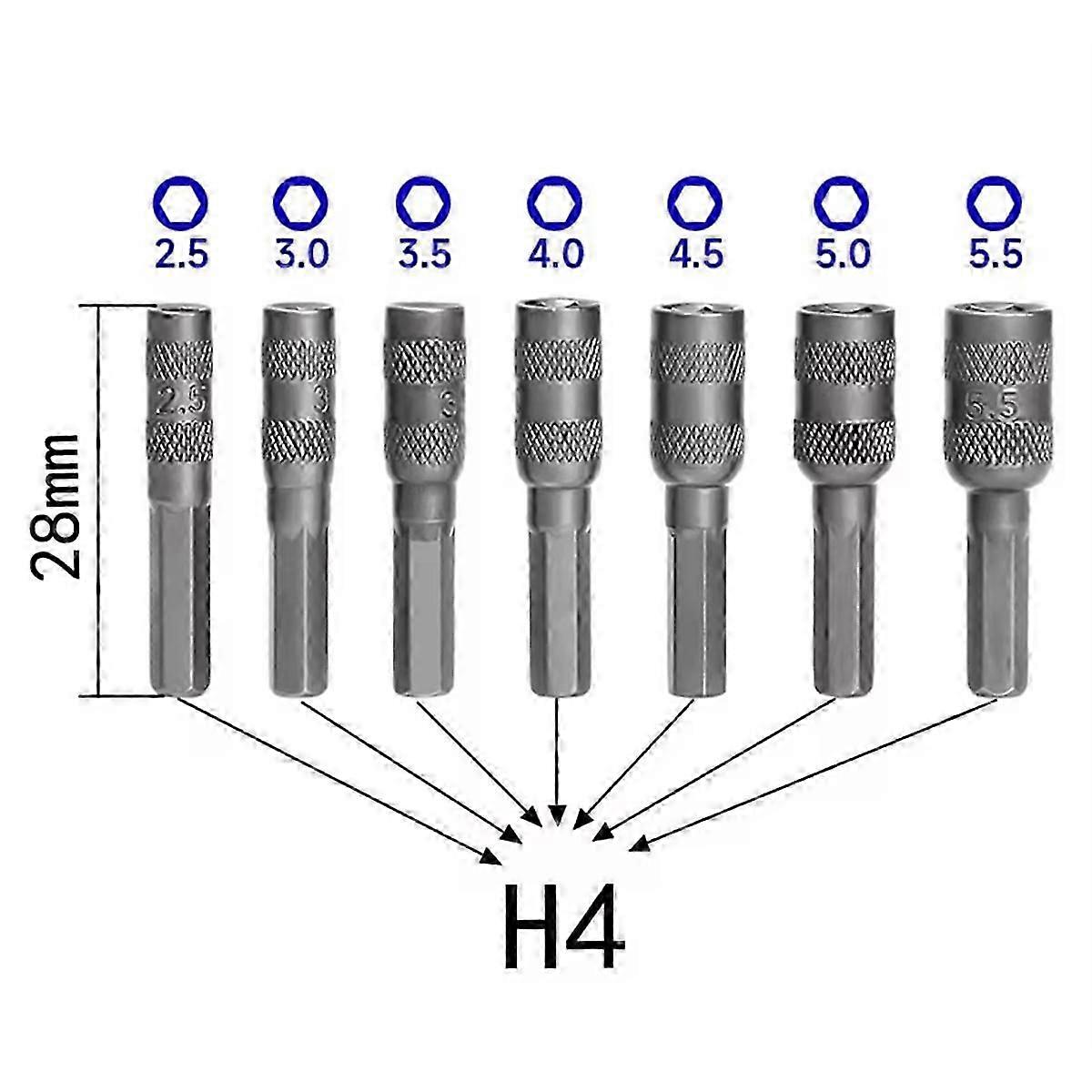 2.5mm-5.5mm 6 Points Hex Socket H4 Hexagon Shank Nut Driver Part Metric Driver Drill Bit for Car Re