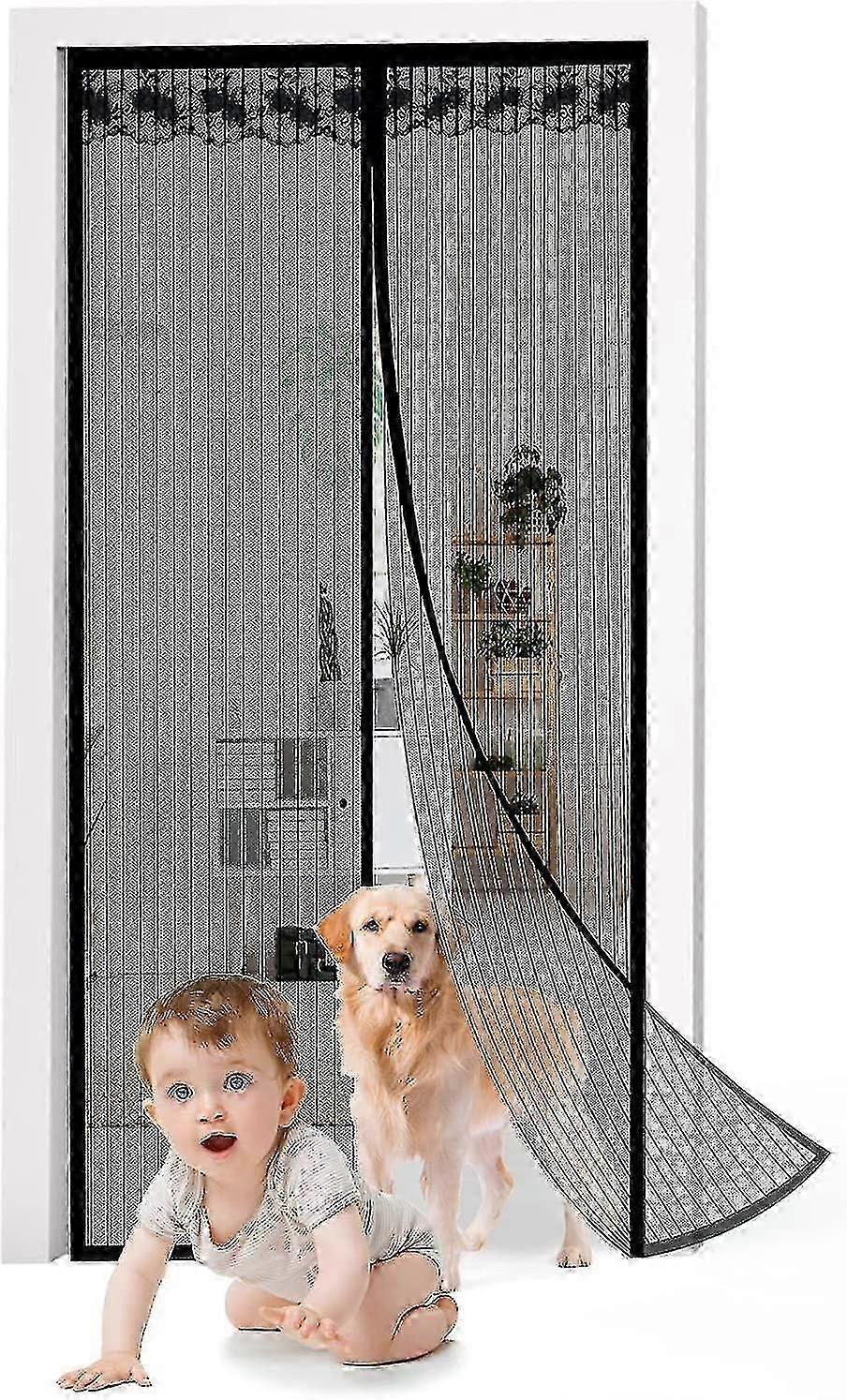 Black Magnetic Window Screen Door, Self-adhesive Mesh Curtain, Automatically