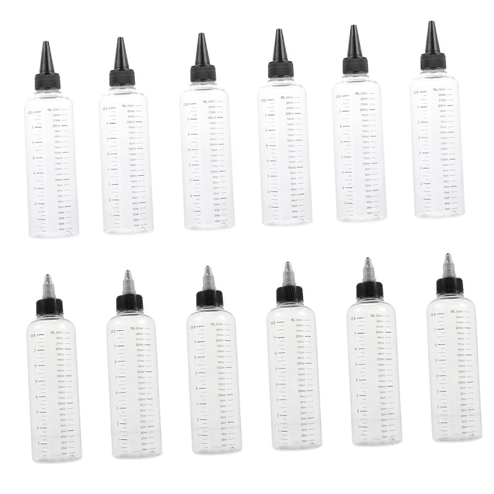 12pcs Pet Material Squeezable Pinhole Bottle Paint Squeeze Bottles for Hair Dyeing Ref: 4022