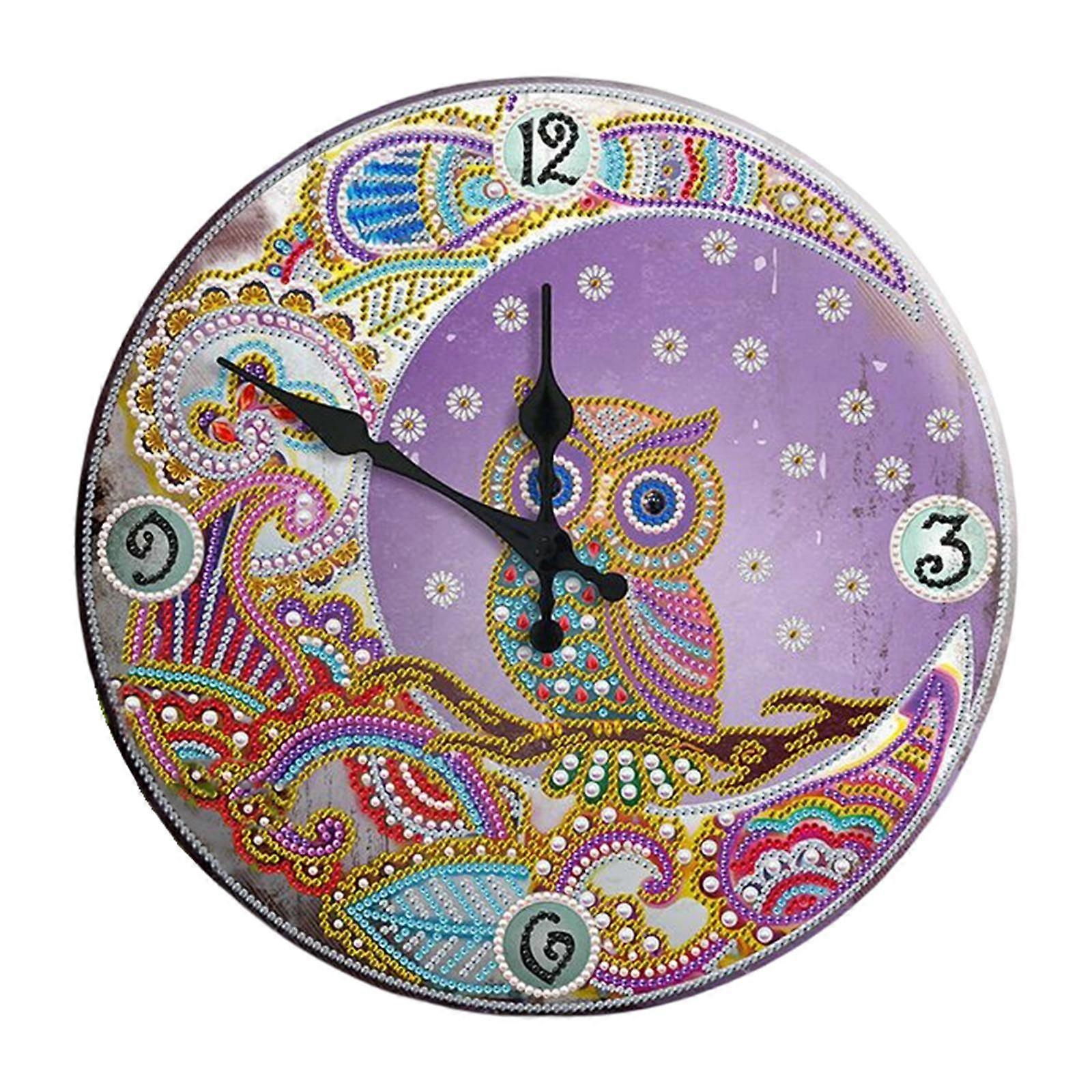 Mandala Pattern Diamond drawing Clock 5D Diamond Cross Stitch Round Home Wall