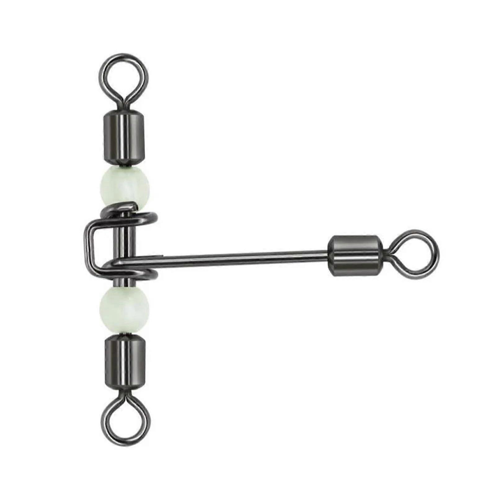 3-Way T-Shaped Fishing Swivels with Cross Line and Beads, Size 2X3, 30 Pieces, Durable Fishing Connectors and Hooks