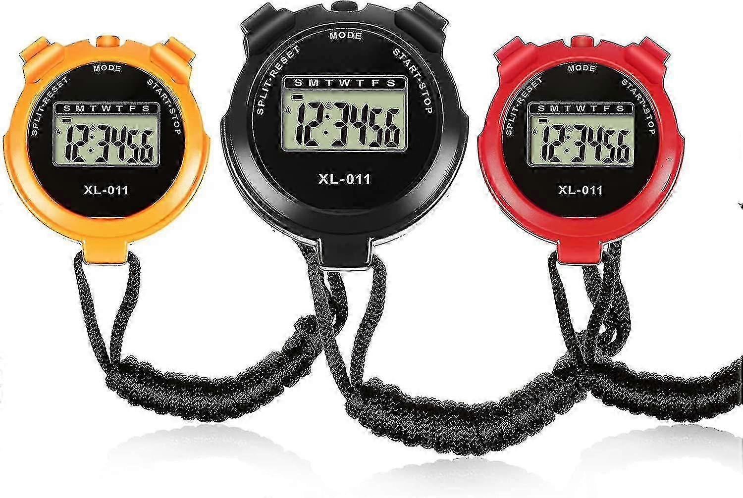 3 Pieces Sports Timer Date And Time Function Shockproof Waterproof Stopwatch