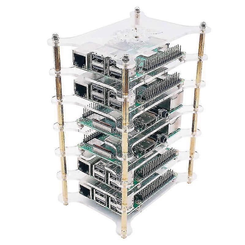 Boîtier transparent en acrylique 6 couches pour boîtier empilable Raspberry Pi 4B/3B+/3B/2B/B+