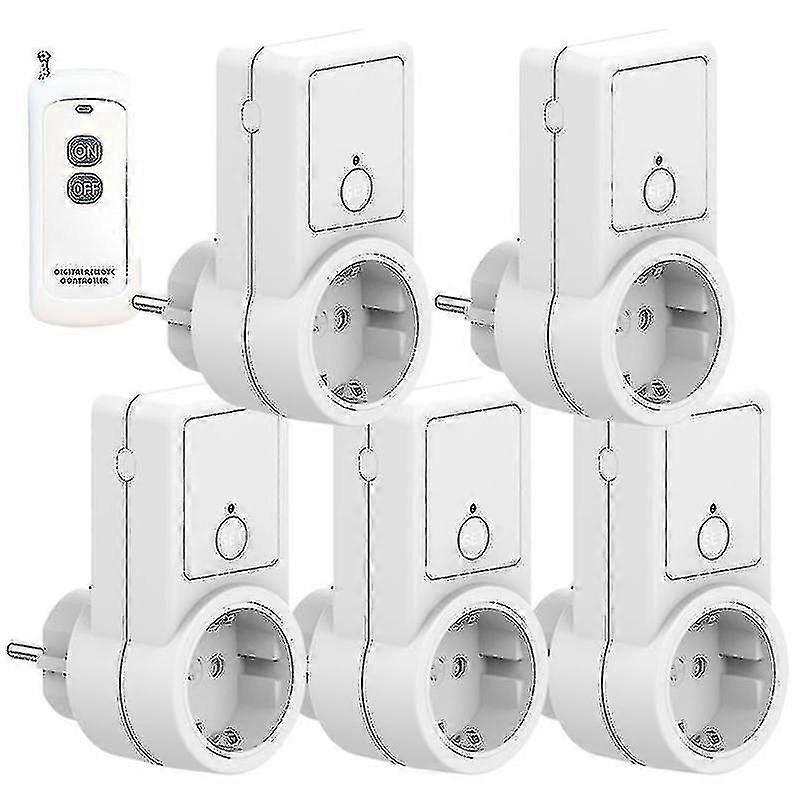 Smart Remote Control Plug Socket EU, Wireless Power Outlet for 1-5 Devices with App Control