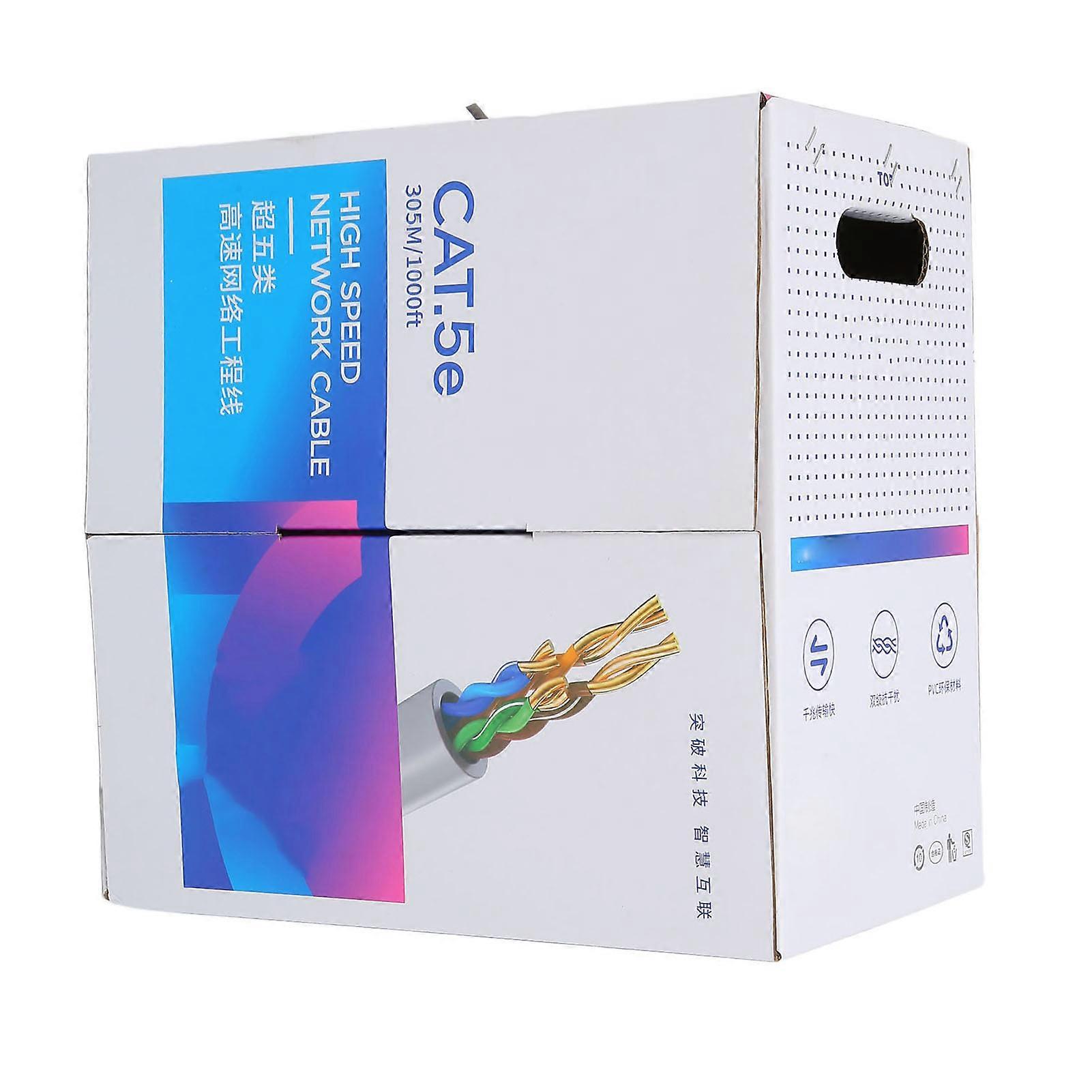 Cat5e Ethernet Cable UTP 1000ft PVC Oxygen Free Copper CMR Flame Retardant Internet Cable for Security Monitoring 