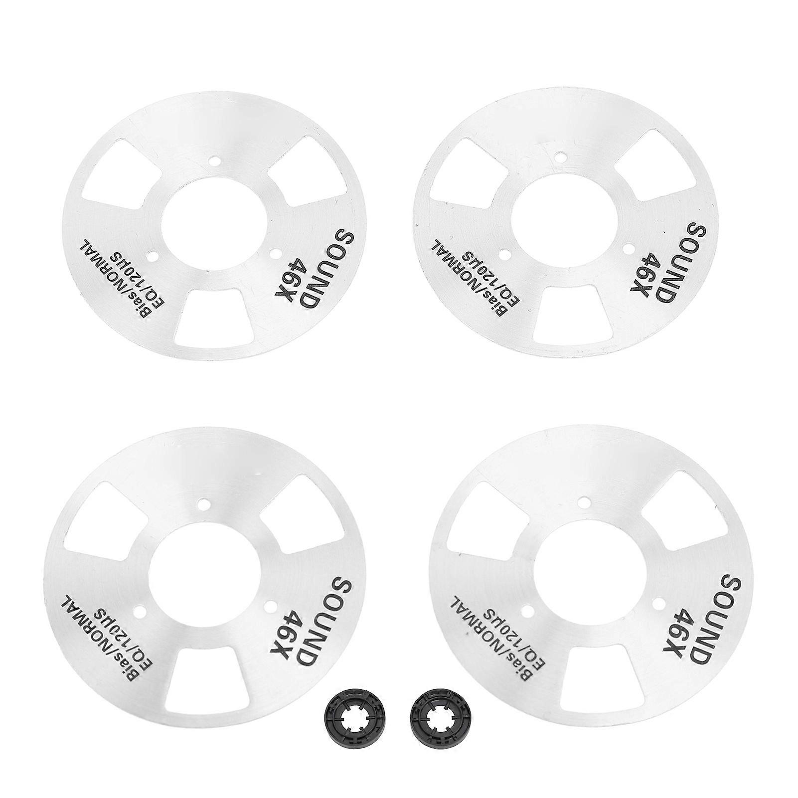 Silver DIY Reel to Reel Cassette Tape Set for Professional Music Recording - 4 Reels, 2 Wheels