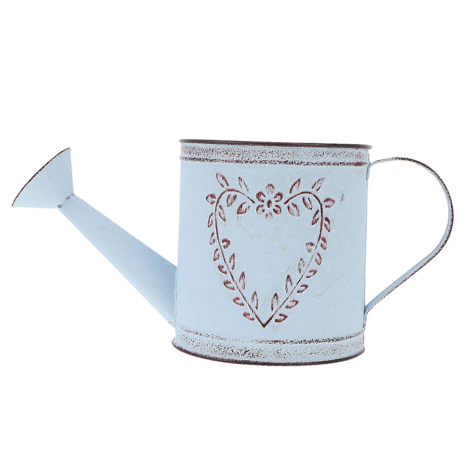 White Iron Watering Can for Garden with Appearance and Rustic Charm Suitable for Home Decoration 7.5 Inches