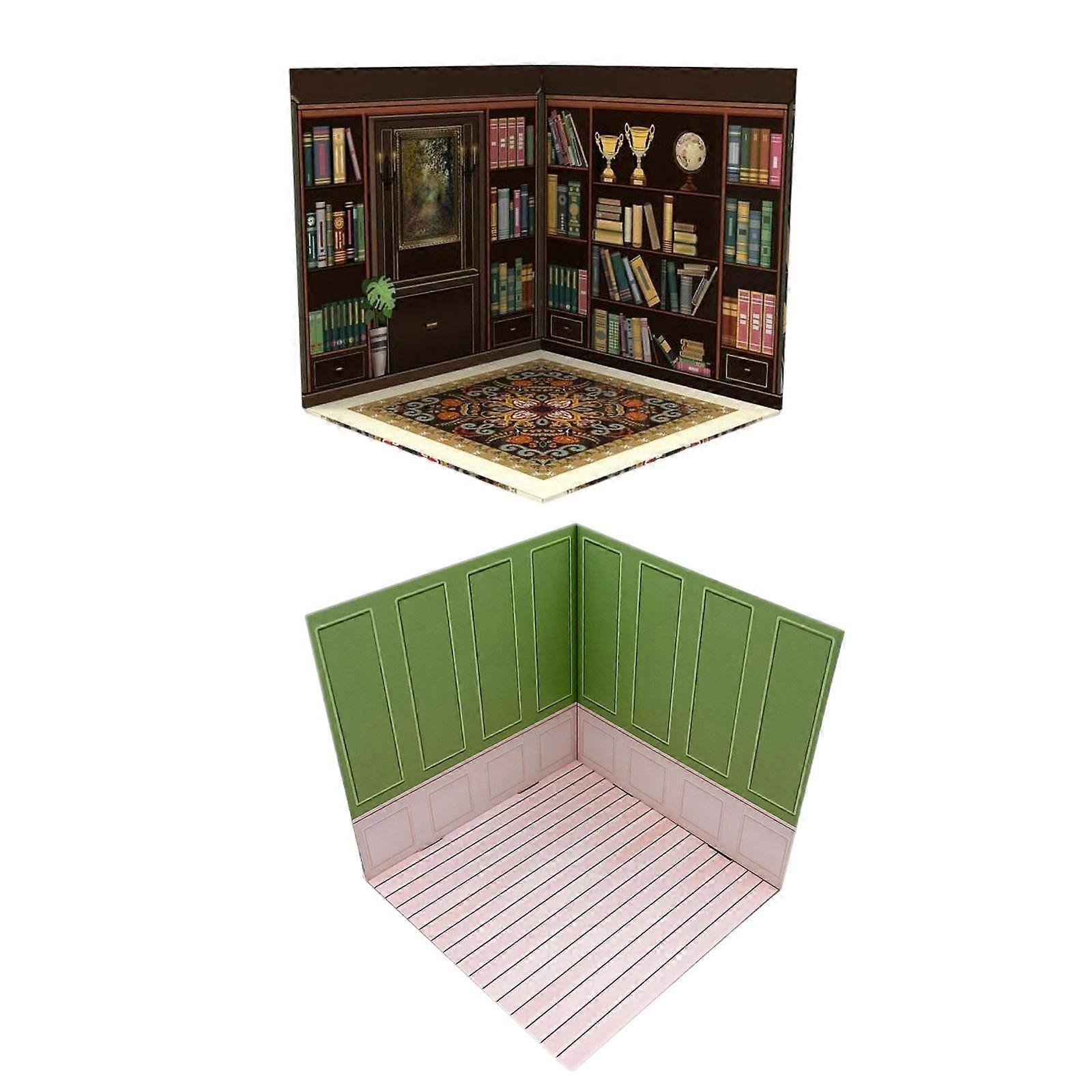 2pieces 1/12 Backdrop Scene Model Background Board Scene Layout Decoration