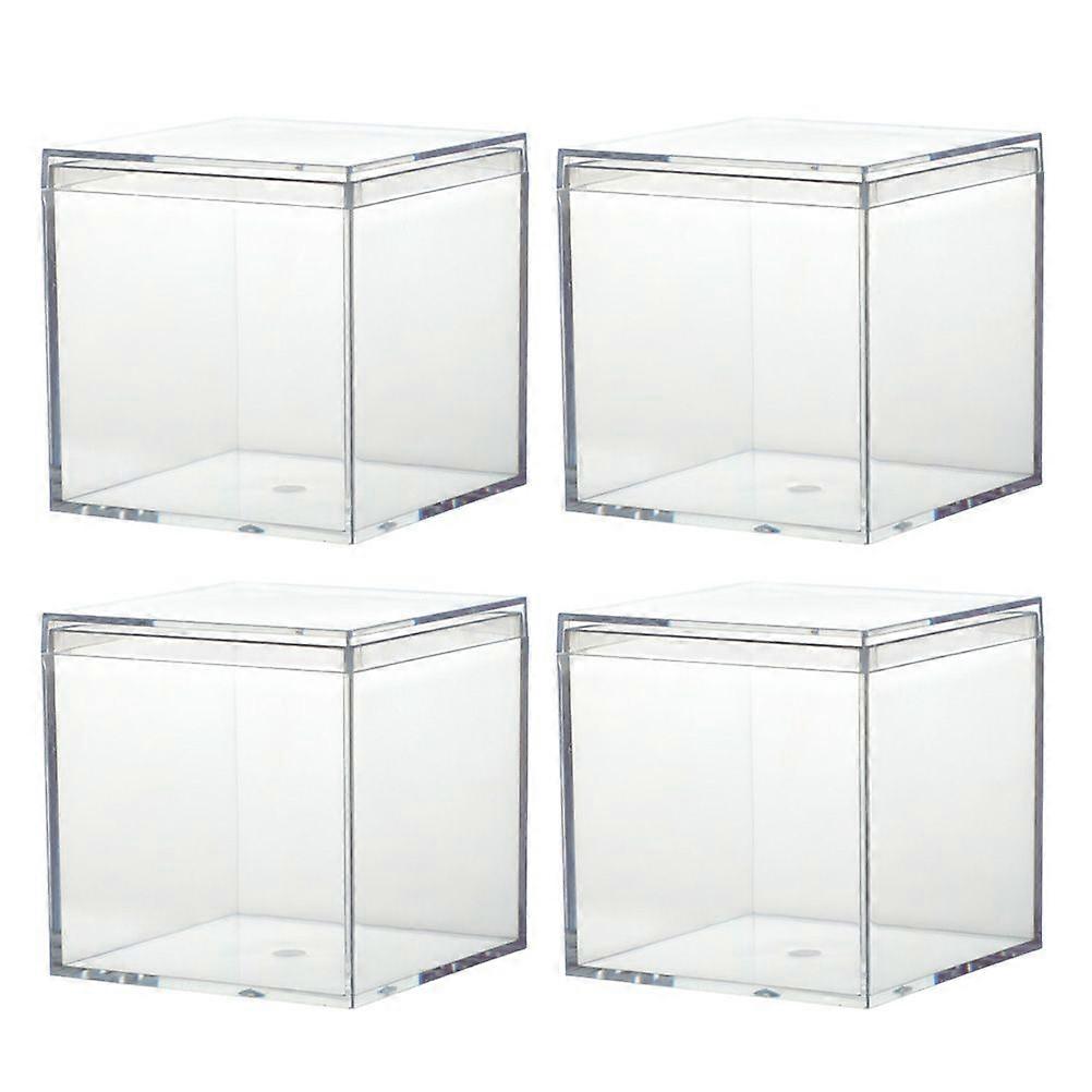 4pcs Square Candy Boxes Multipurpose Storage Cases with Lid Packaging Boxes