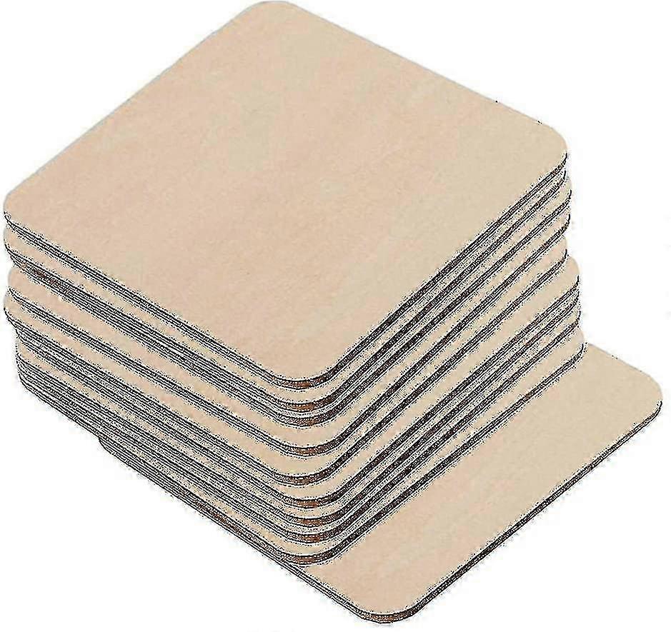 DIYクラフト、絵画、コースター用の10個の空白の木製スライス-9cmの正方形のカットアウト