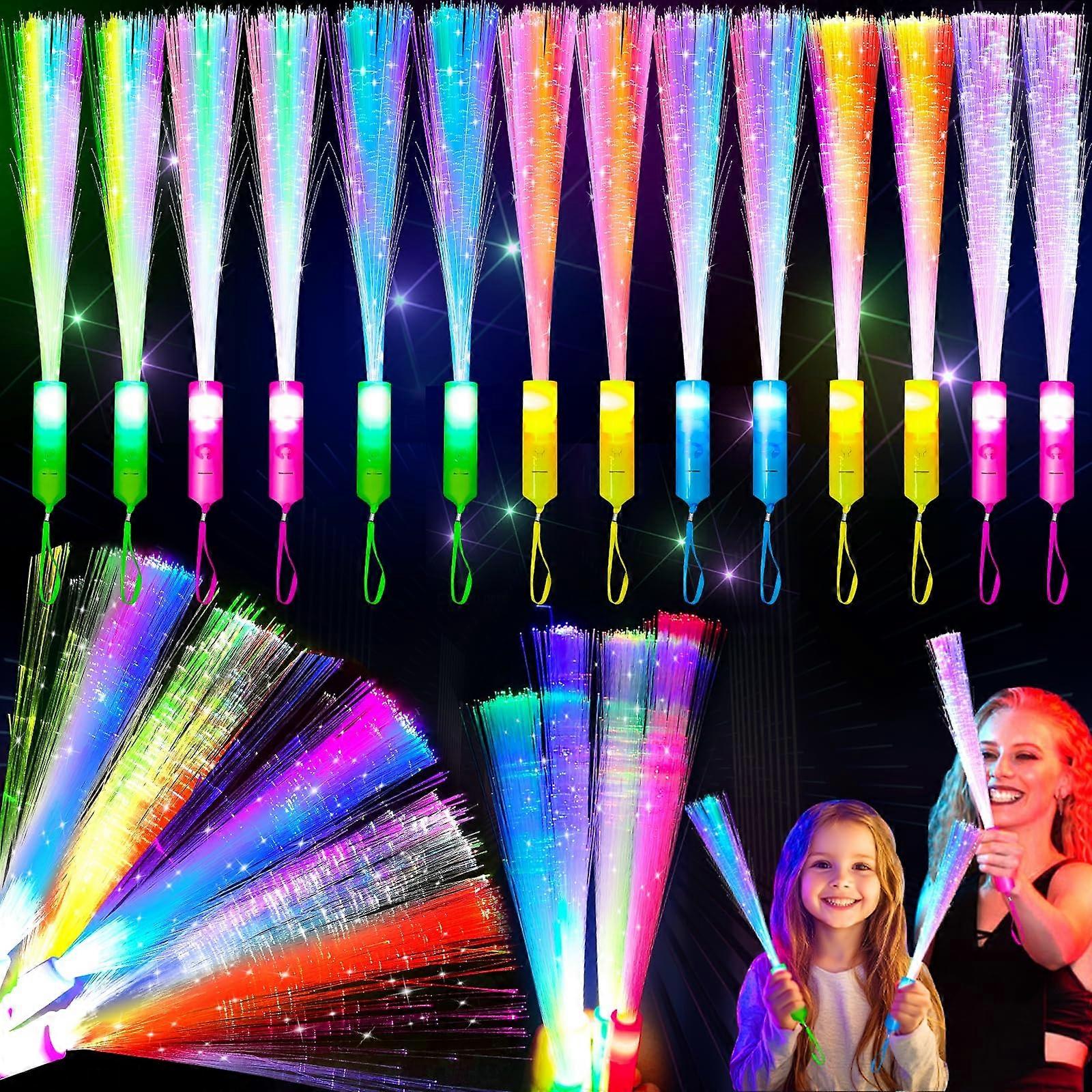 Glow Fiber Wands, Glow Sticks Bulk Party Pack for Kids Adults, Party Favors