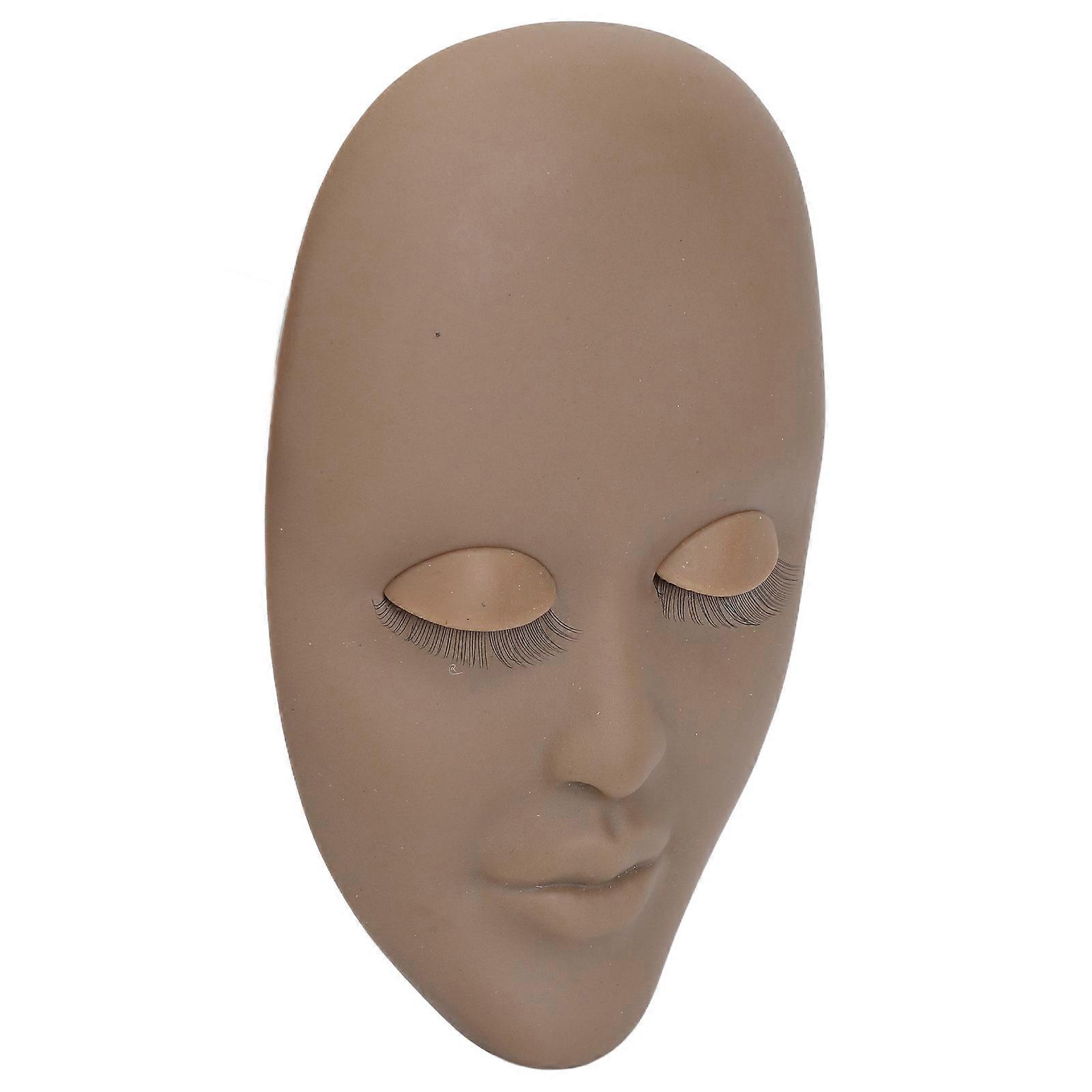 Eyelash Extension Face Mannequin 3 Pairs Removable Eyelids Single Layer Lash Extension Face Model Coffee Color 