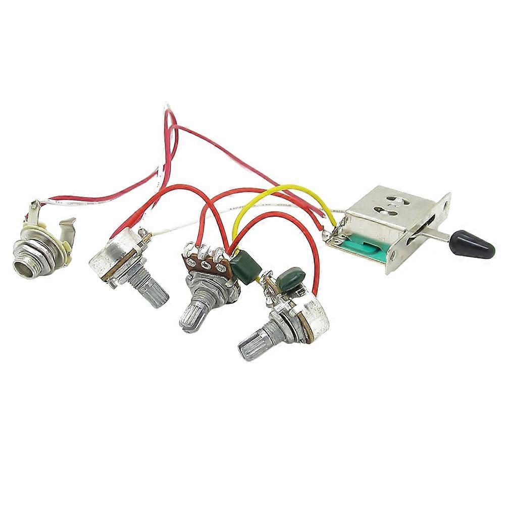 Wiring Harness Pickup 3x 500k Pots 1 Volume 2 Tone Control Knobs 5 Way for Guitar Multifunction Guitar Input Socket 1Pack