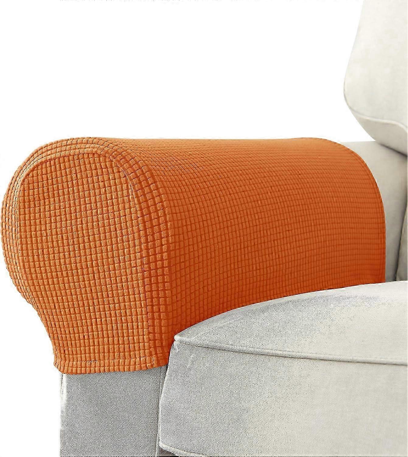 Set of 2 Jacquard Stretch Armrest Covers for Armchairs and Sofas, Anti-Slip Furniture Protectors for Recliners and Sofas