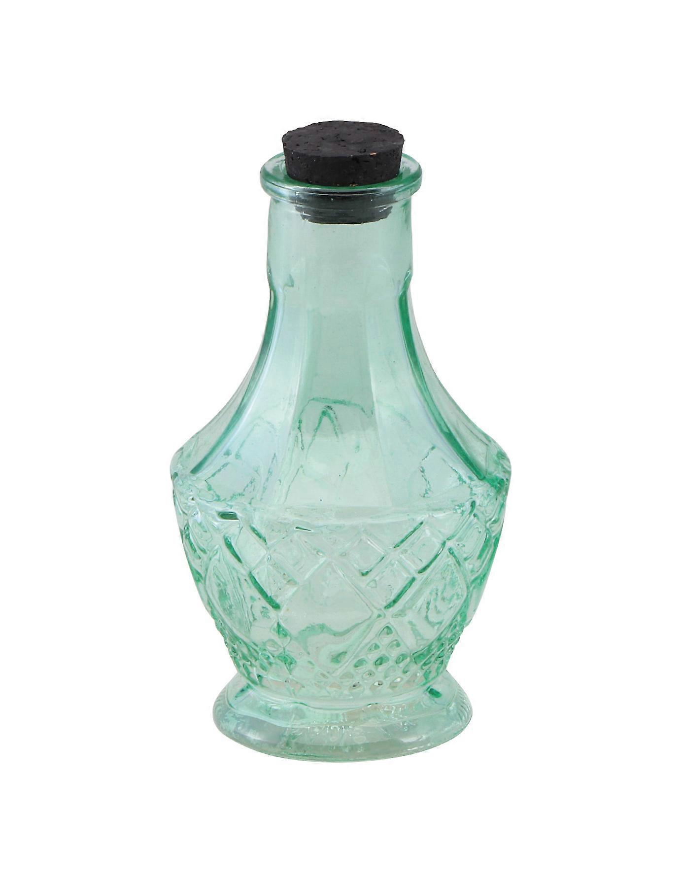 Small green glass vial 11.5 cm