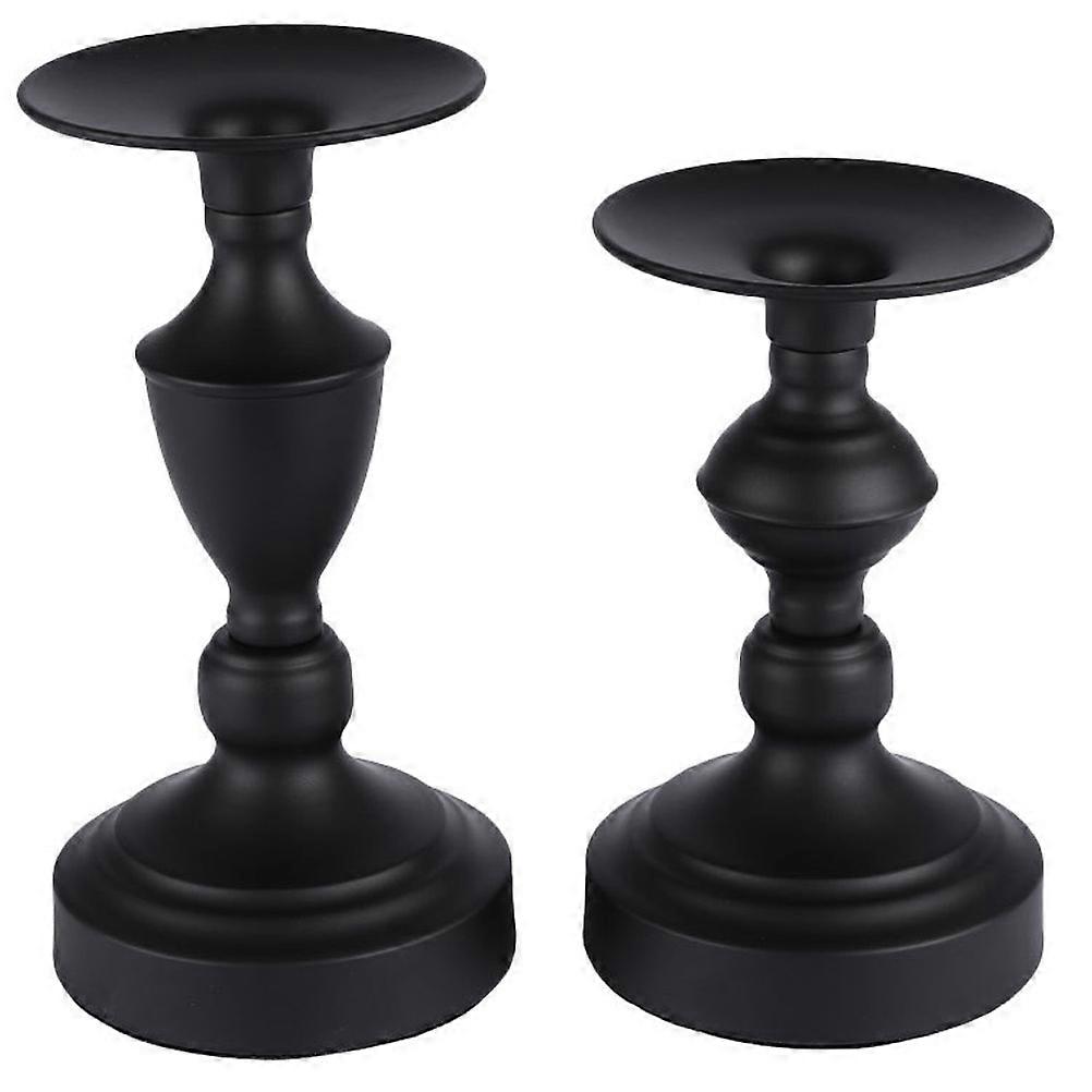 Simple Design Candlestick Ornaments Iron Desktop Candleholder Decors 2Pcs