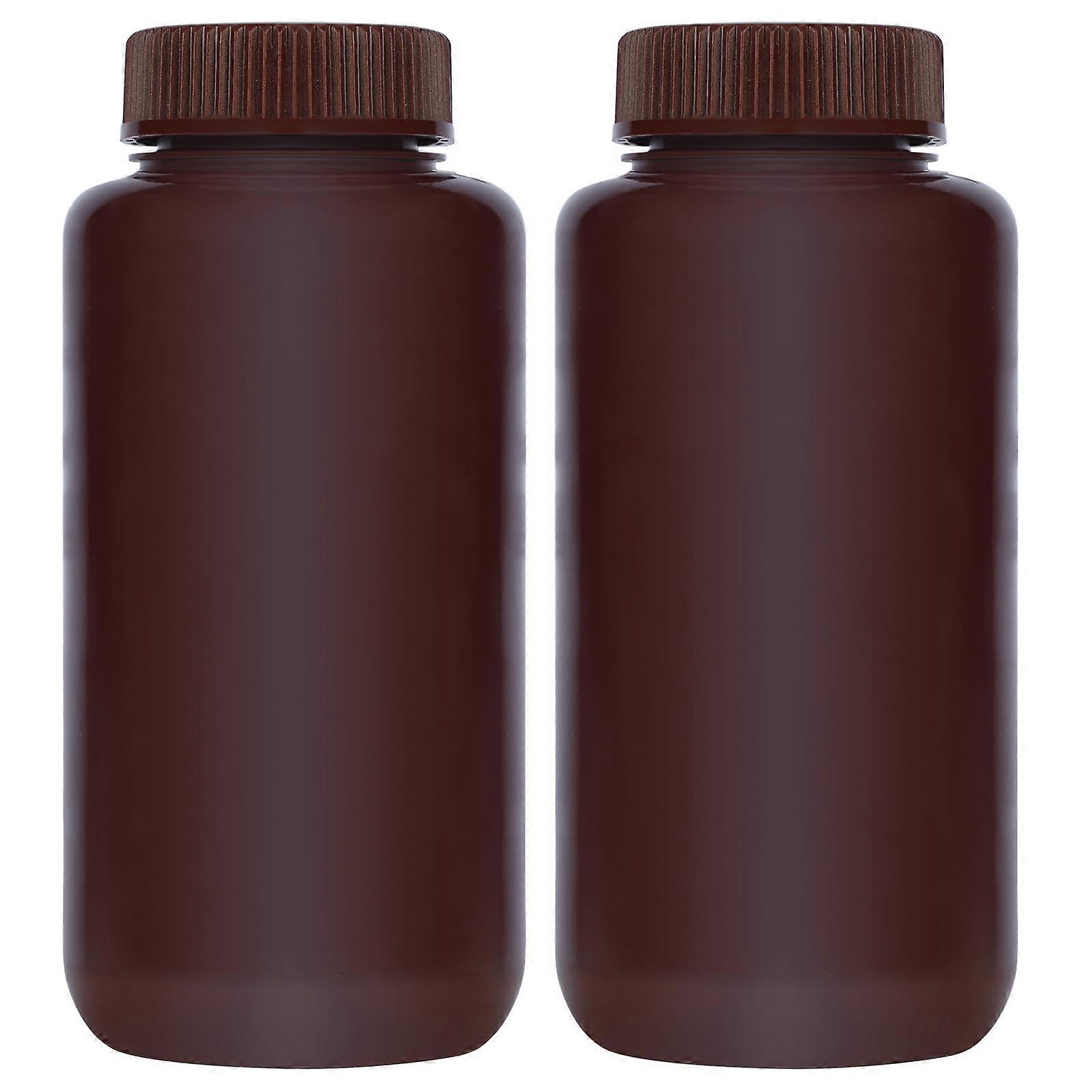 Amber Wide Neck Test Bottle 1000ml PP Screw Cap 2 Pack Chemical Resistant Lab Supplies 1000 ml Brown