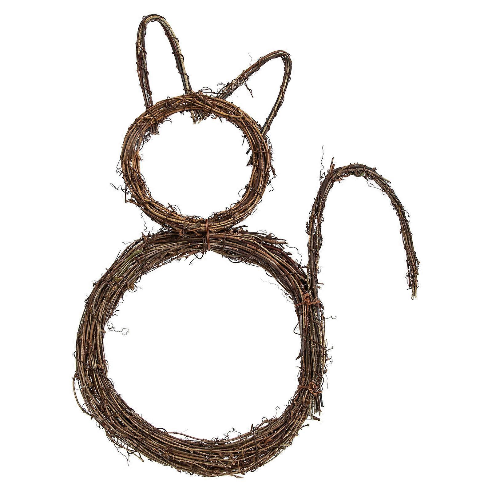 Small Wreath Rings Cat Design Wreath Halloween Decorations Rattan Iron Wire Synthetic Material 39.00X32.00X2.00CM 1Pack