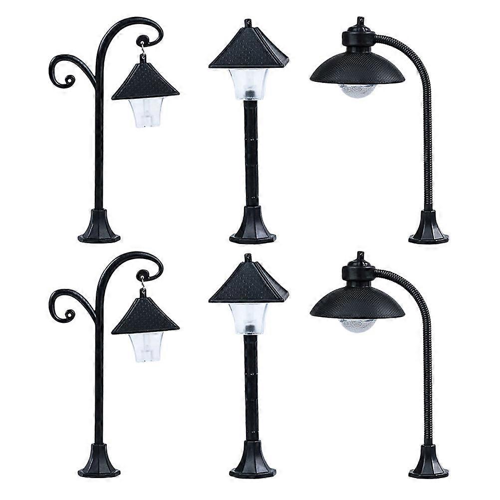 Miniature Street Lamp Decorative Garden Layout Scene 15x8.9cm Compact Design 6Pcs
