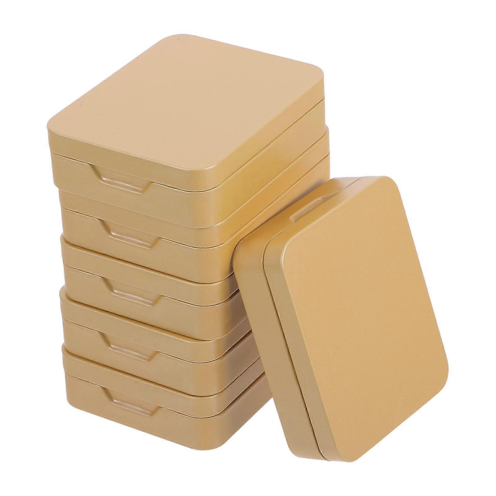 6pcs Portable Gold Hinged Tinplate Storage Boxes, Multi Function Metal Containers for Candy, Tea & Small Items, Durable Lightweight Elegant