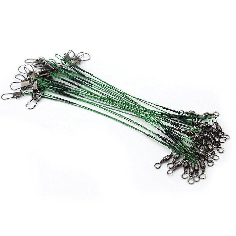 72pcs Fishing Bite with Barrel Swivel Snap Green Wire Leader for Saltwater and Freshwater Tackle