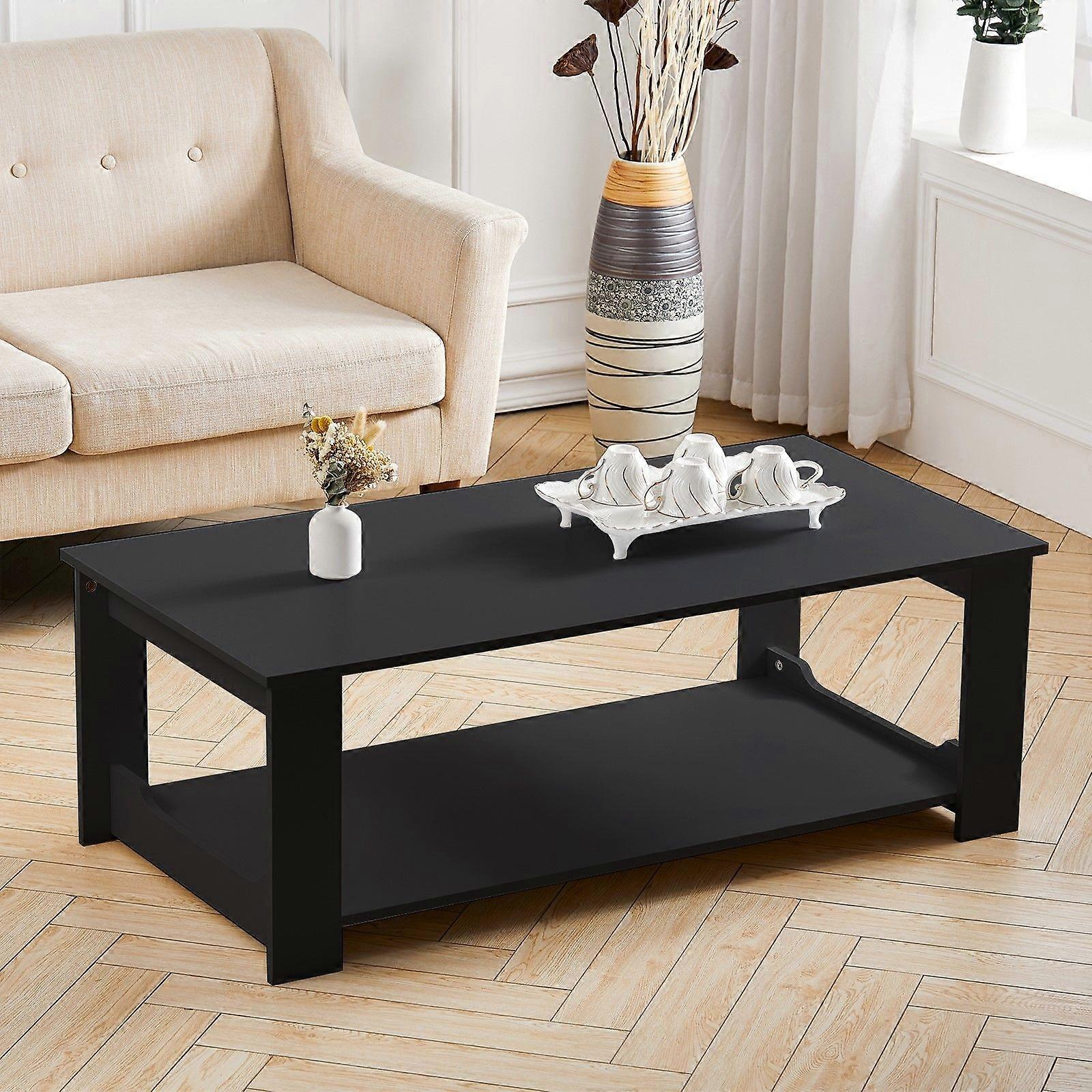 2 Tier Wooden Coffee Table,Black