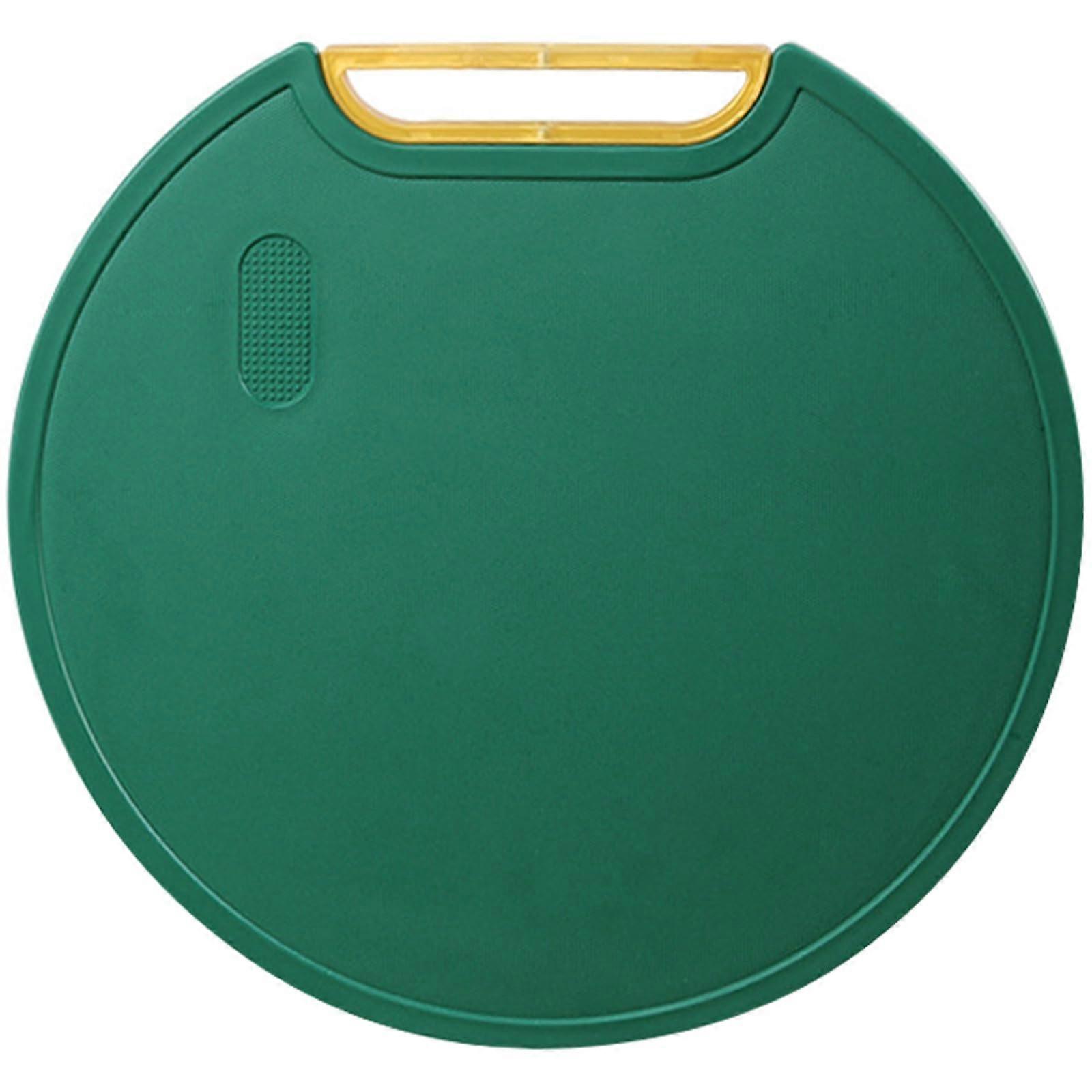 Standing Round Chopping Board, Plastic, Antibacterial, Rotating Handle (31cm, Green)