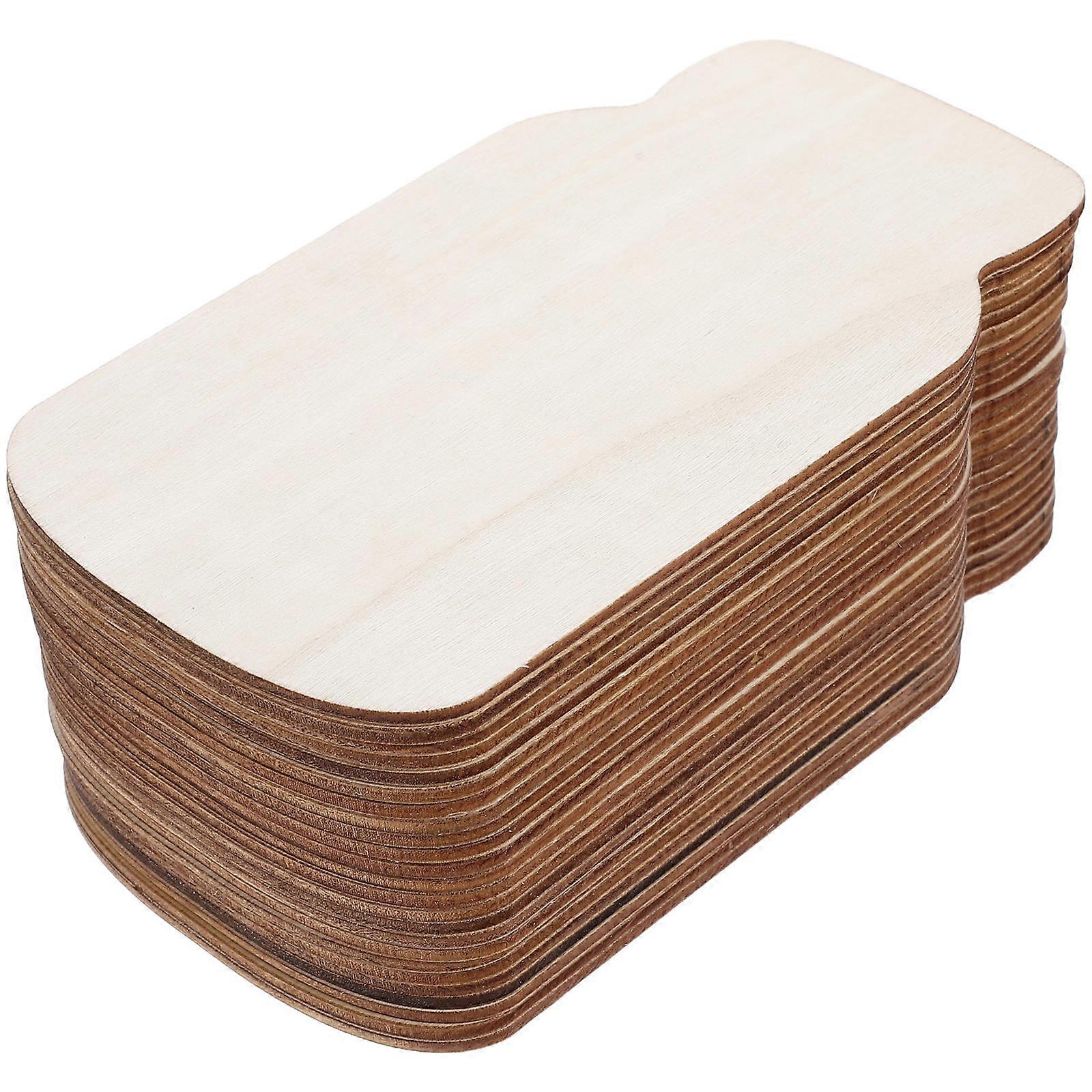 DIY工芸品用の未完成の木製ブランクセット、装飾用石工瓶型木製看板、スクラップブッキング、クリエイティブプロジェクト24個