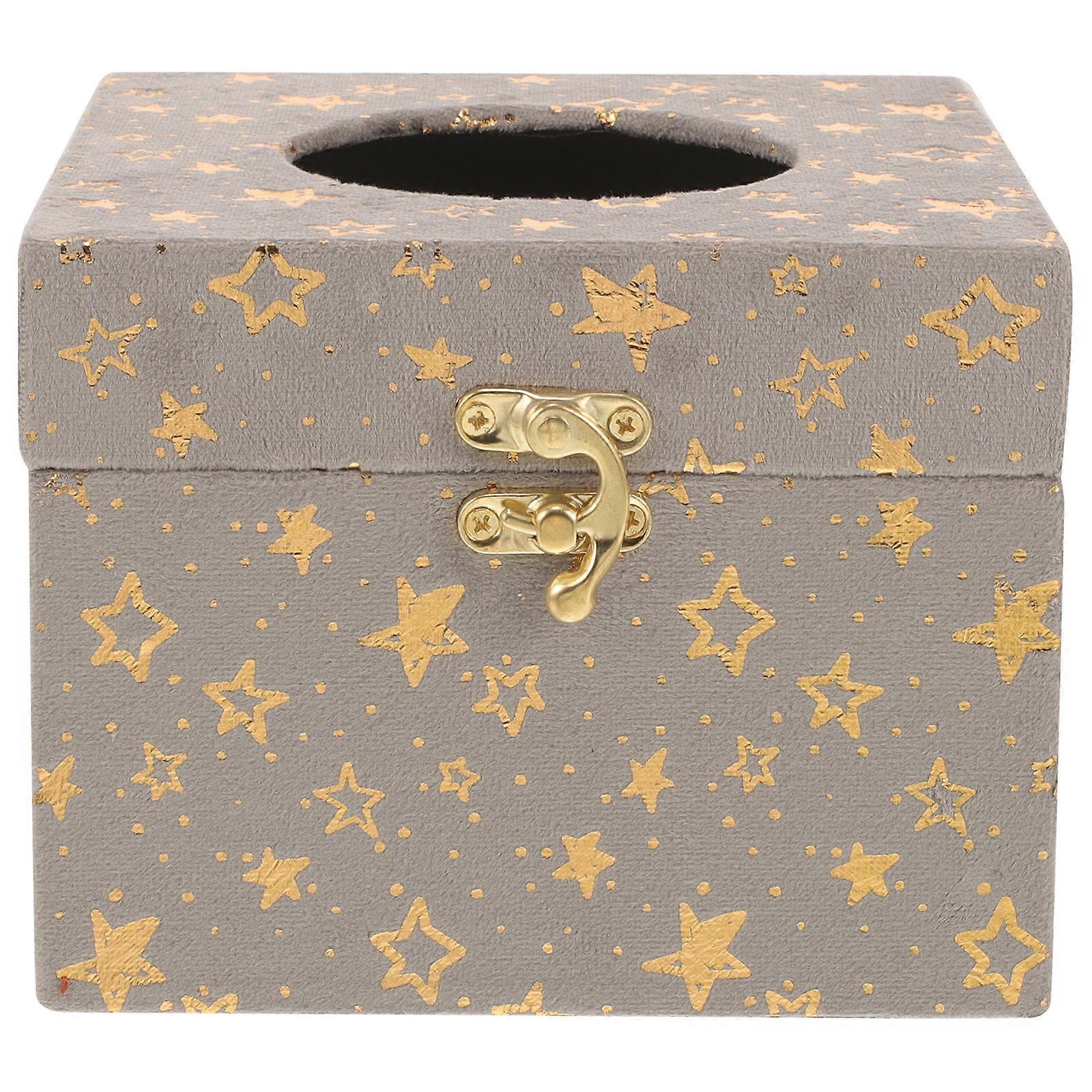 Bedroom Tissue Boxes Retro Tissue Box Cover Wooden Material Car Hotel Business Establishments Space-saving 1Set