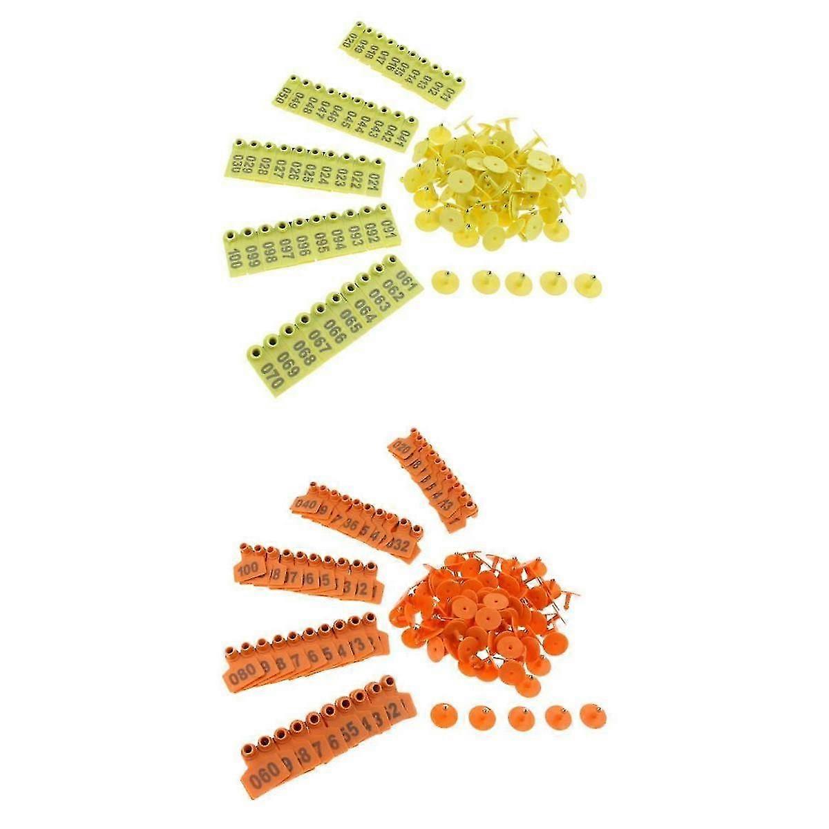 200 Sets Plastic Livestock Ear Tag for Goat Sheep Pig Dog Number 1 to 100